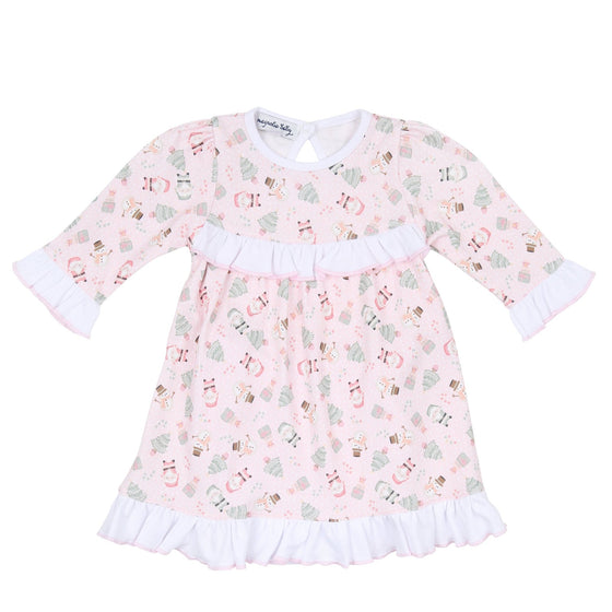 Sweet Little Christmas Print Dress - Pink - Magnolia BabyDress