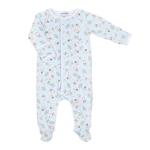  Sweet Little Christmas Print Footie - Blue - Magnolia BabyFootie