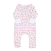 Sweet Little Christmas Print Ruffle Zip Footie - Pink - Magnolia BabyFootie