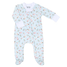  Sweet Little Christmas Print Zip Footie - Blue - Magnolia BabyFootie