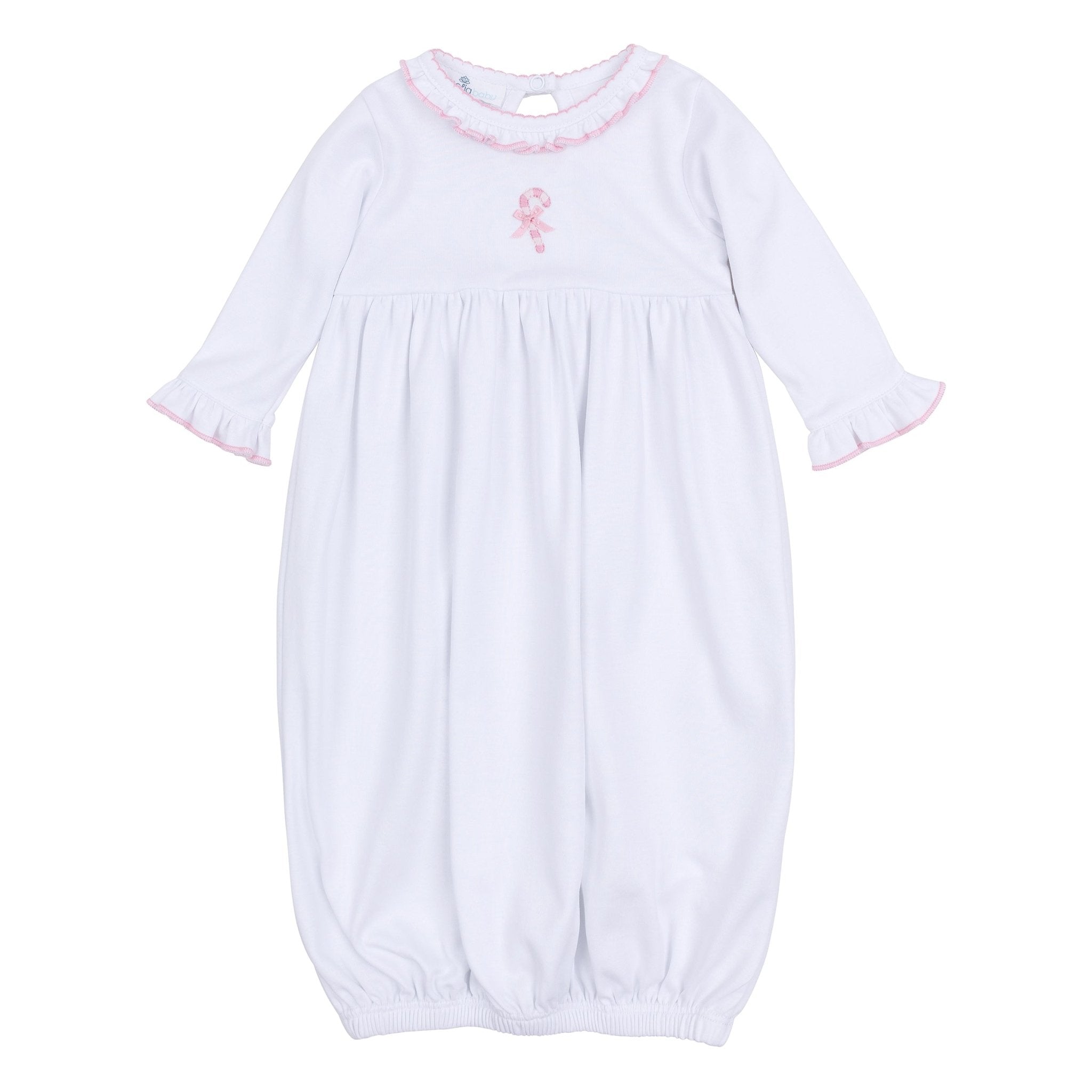 Sweet Peppermint Embroidered Ruffle Gathered Gown - Magnolia BabyGown