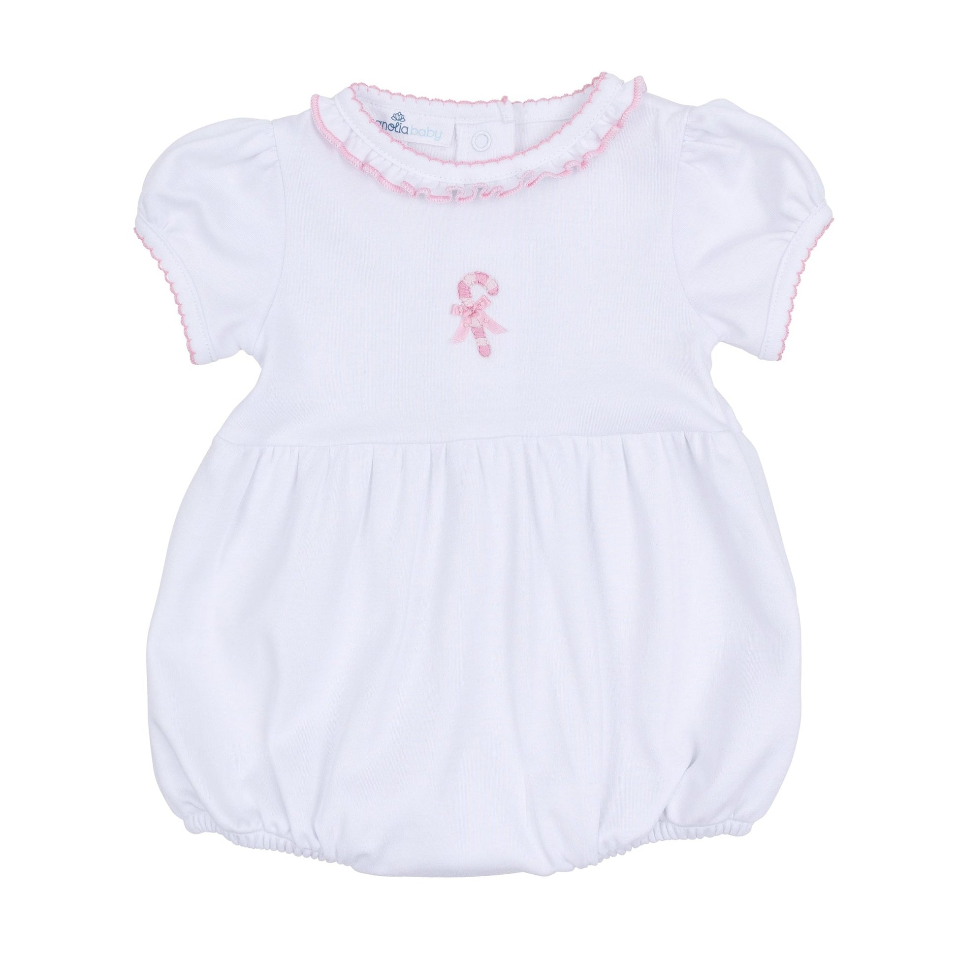 Sweet Peppermint Embroidered Short Sleeve Bubble - Magnolia BabyBubble