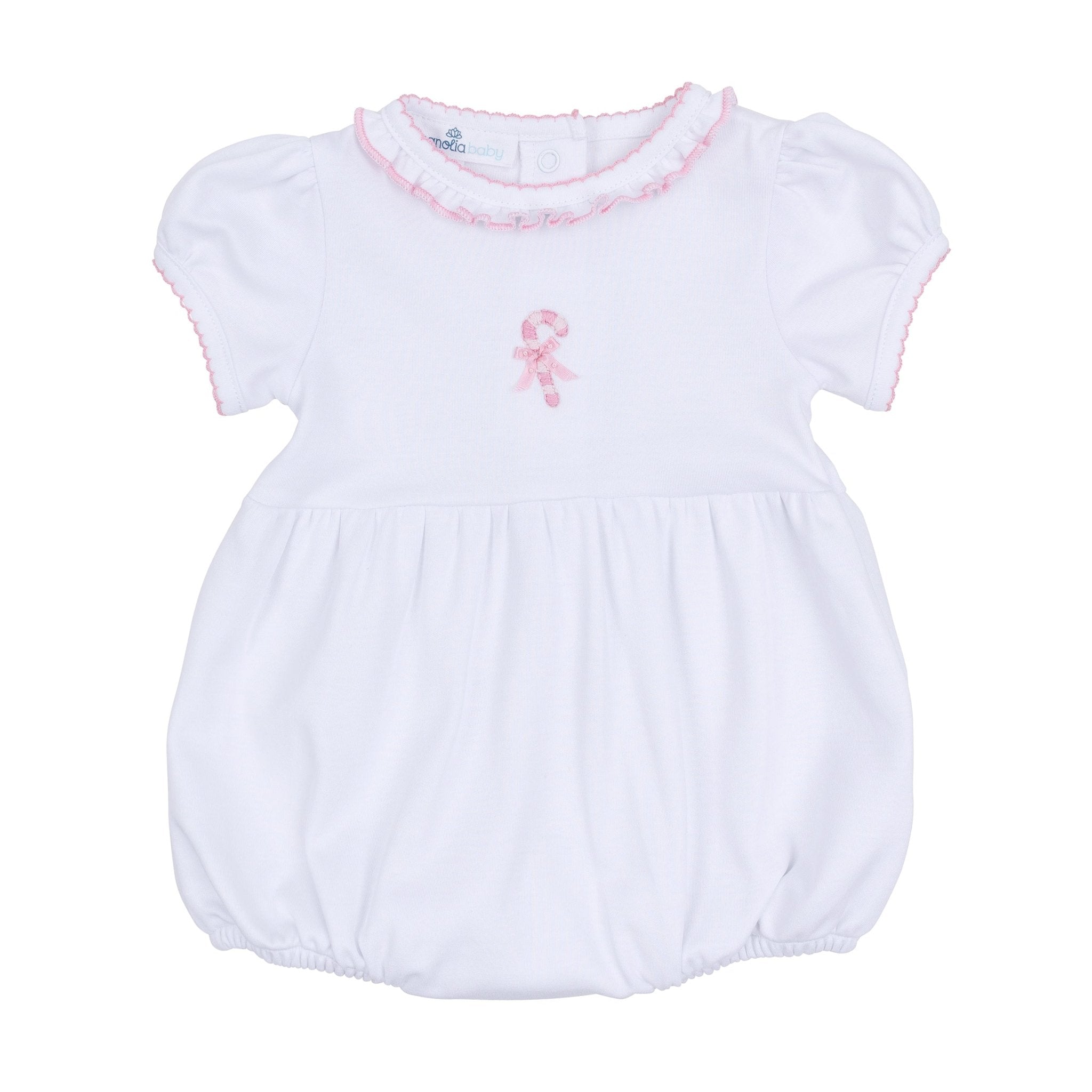 Sweet Peppermint Embroidered Short Sleeve Bubble - Magnolia BabyBubble
