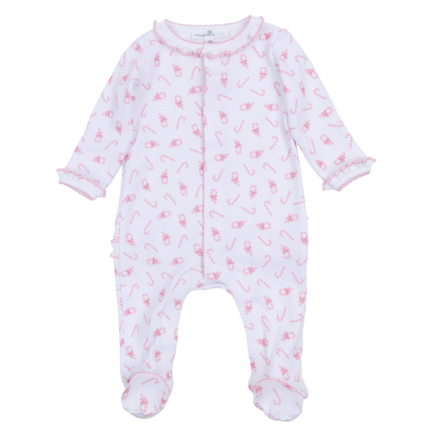 Sweet Peppermint Print Ruffle Footie - Magnolia BabyFootie