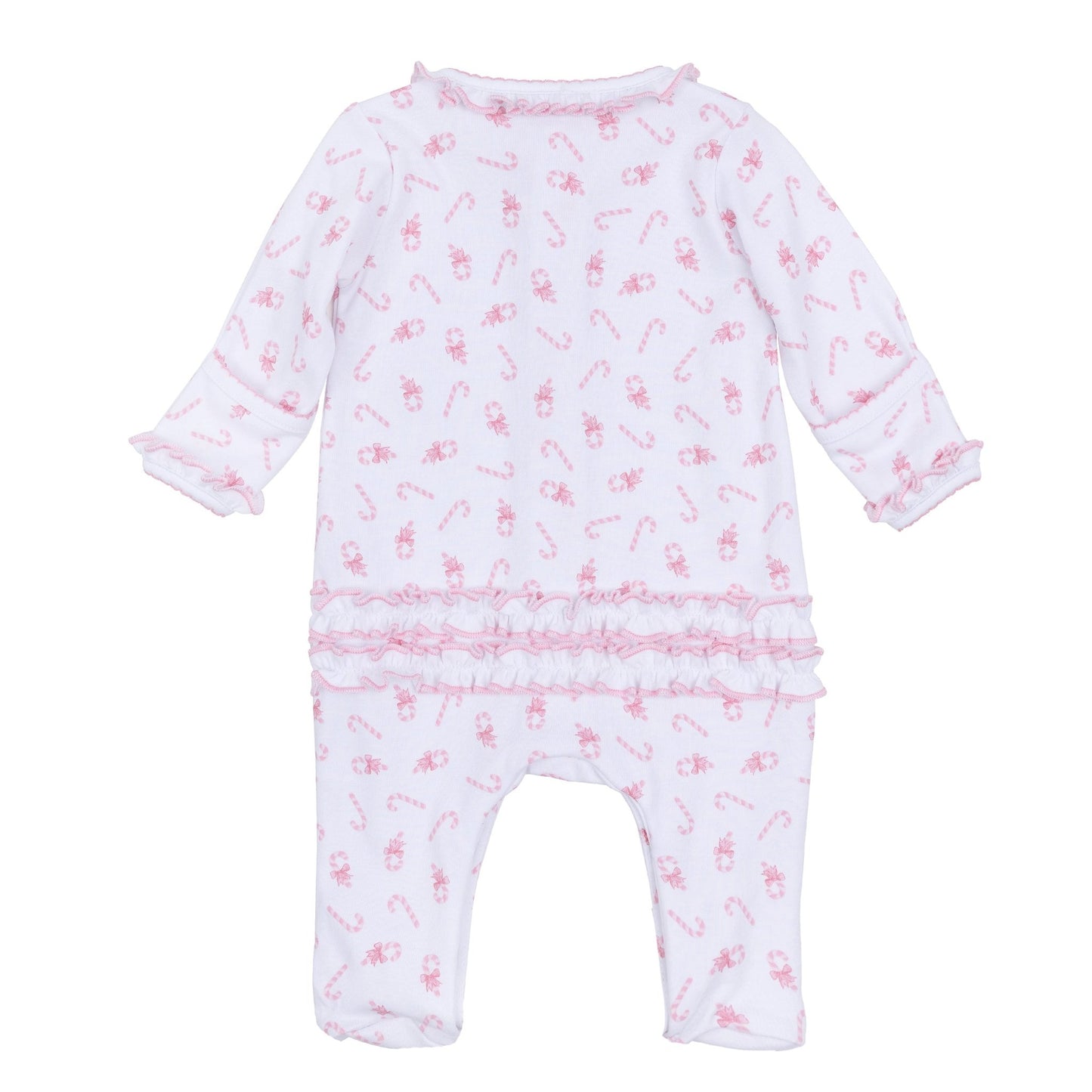 Sweet Peppermint Print Ruffle Footie - Magnolia BabyFootie