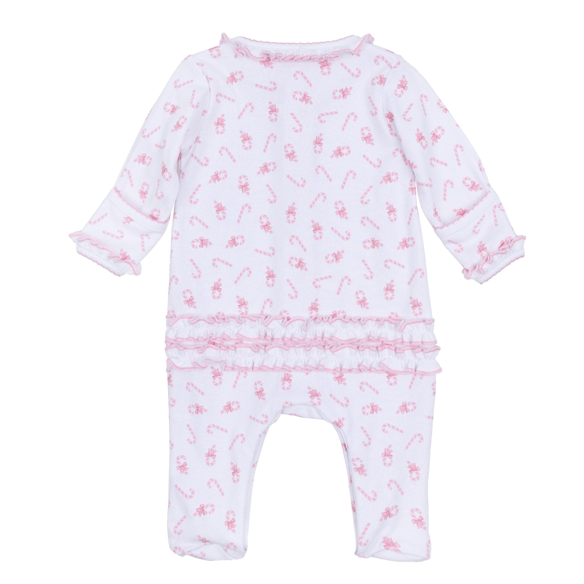 Sweet Peppermint Print Ruffle Footie - Magnolia BabyFootie