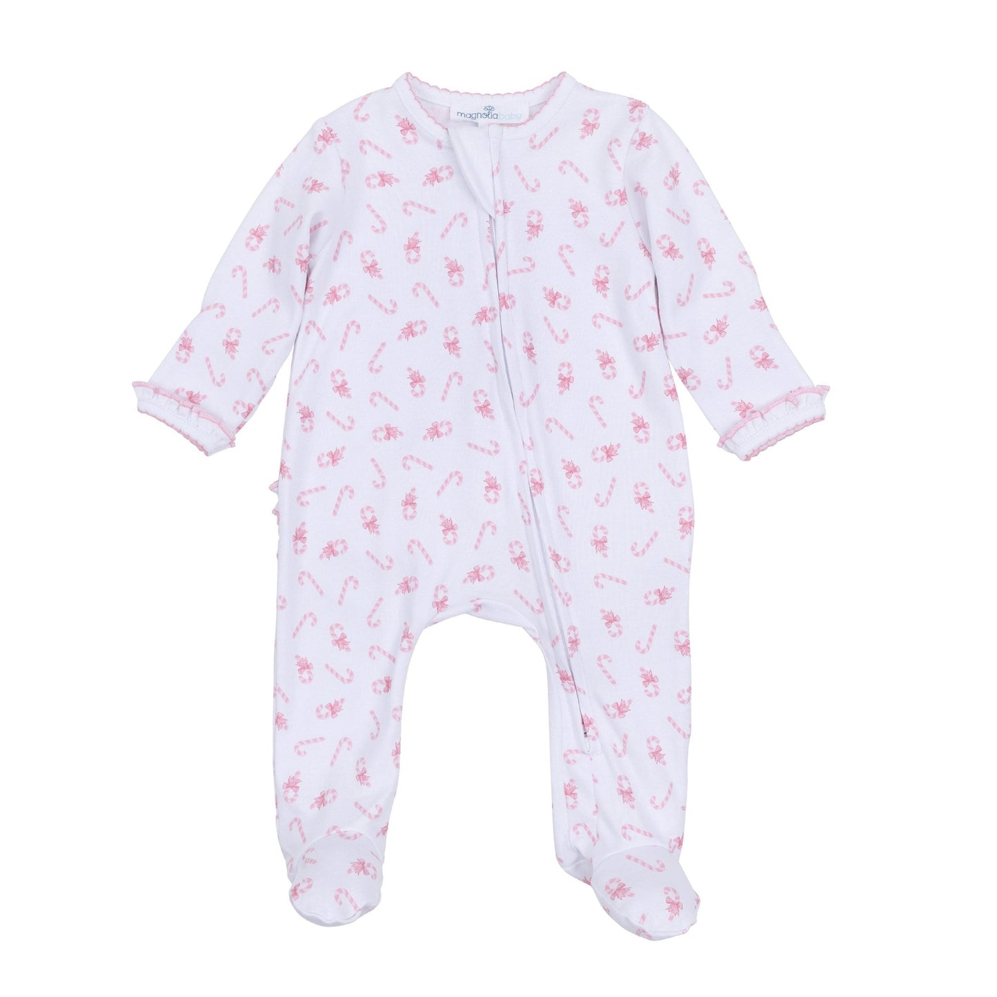 Sweet Peppermint Print Zip Footie - Magnolia BabyFootie