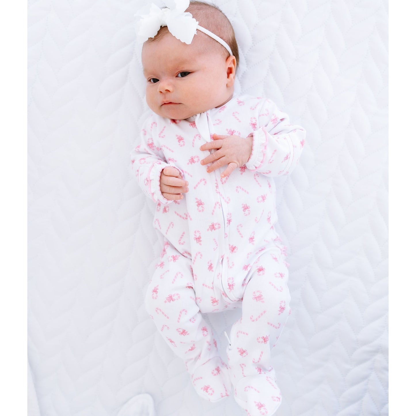 Sweet Peppermint Print Zip Footie - Magnolia BabyFootie