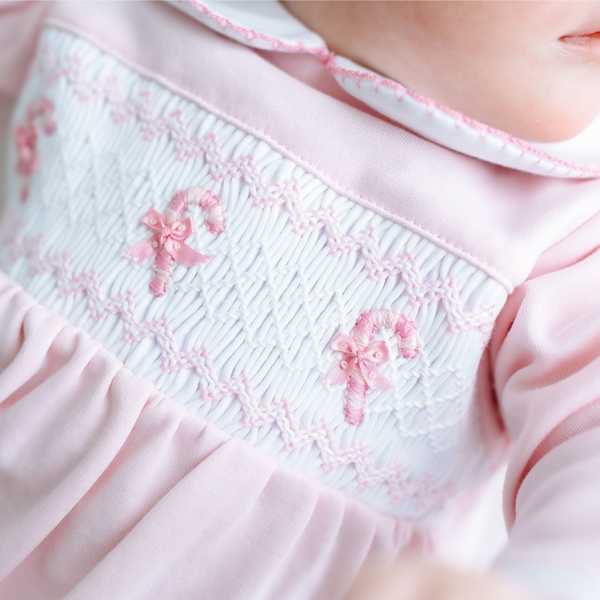 Sweet Peppermint Smocked Footie - Magnolia BabyFootie