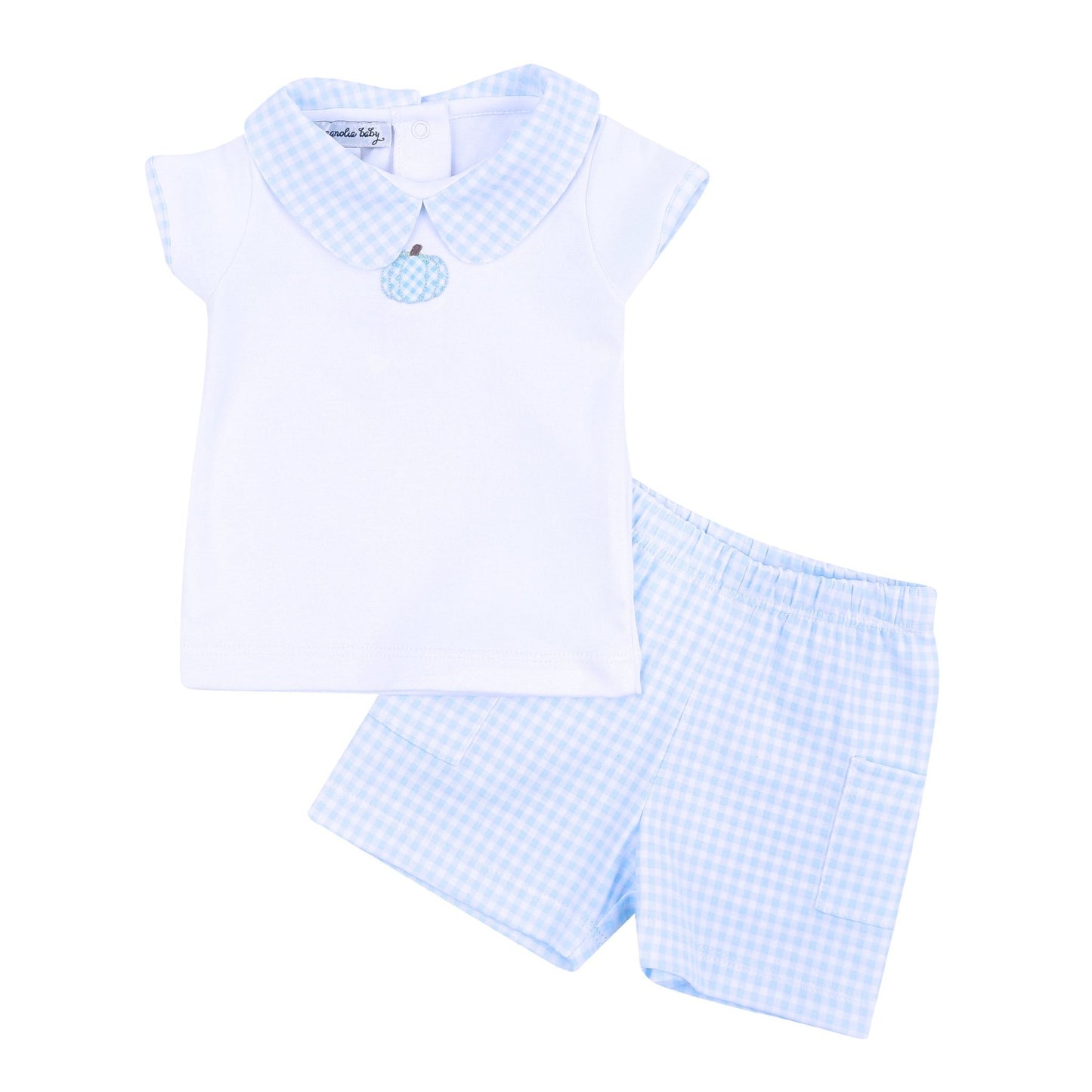 Sweet Pumpkin Blue Embroidered Collared Toddler Short Set - Magnolia BabyShort Set
