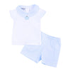Sweet Pumpkin Blue Embroidered Collared Toddler Short Set - Magnolia BabyShort Set