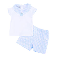  Sweet Pumpkin Blue Embroidered Collared Toddler Short Set - Magnolia BabyShort Set
