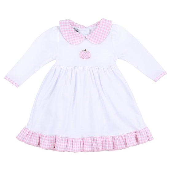 Sweet Pumpkin Embroidered Collared Long Sleeve Toddler Dress