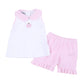 Sweet Pumpkin Pink Embroidered Collared Sleeveless Toddler Short Set - Magnolia BabyShort Set