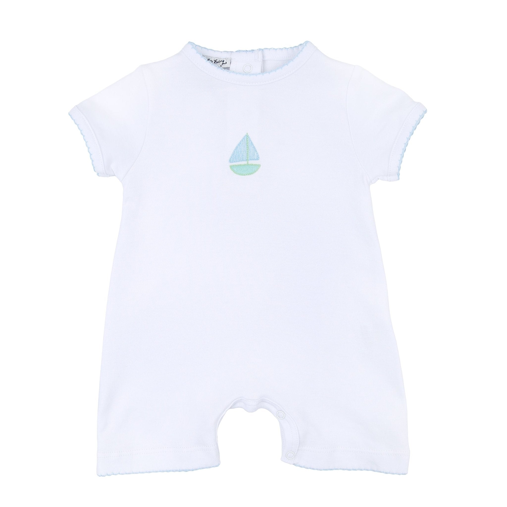 Sweet Sailing Blue Embroidered Short Playsuit - Magnolia BabyShort Playsuit