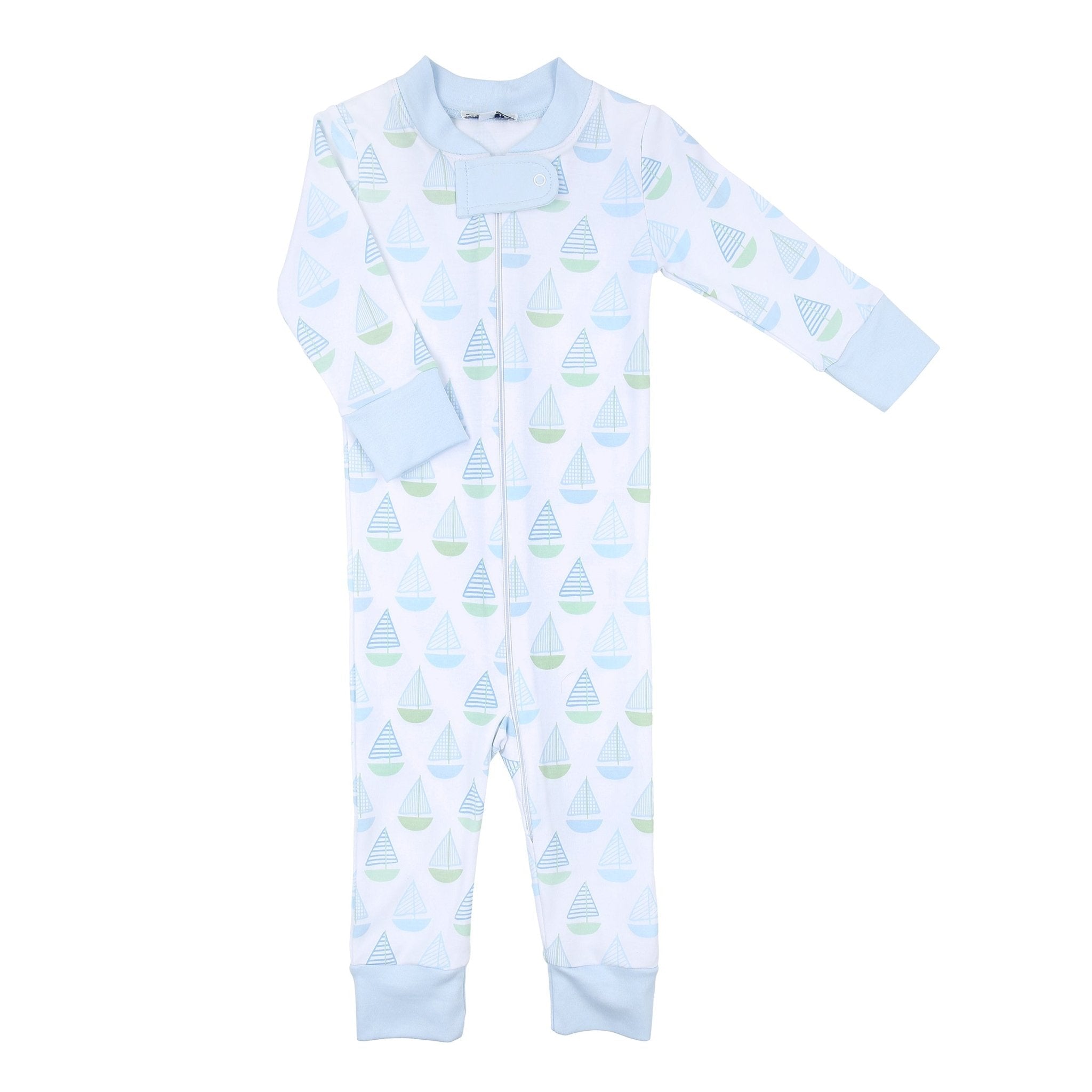 Sweet Sailing Blue Zip Pajamas - Magnolia BabyZipper Pajamas
