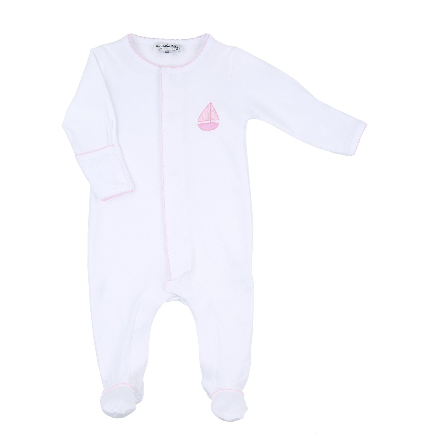 Sweet Sailing Pink Embroidered Footie - Magnolia BabyFootie