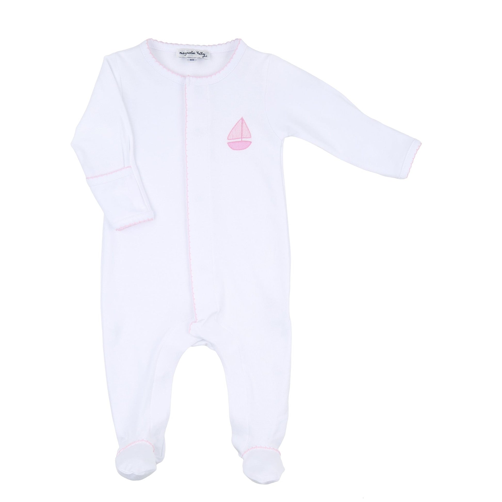 Sweet Sailing Pink Embroidered Footie - Magnolia BabyFootie