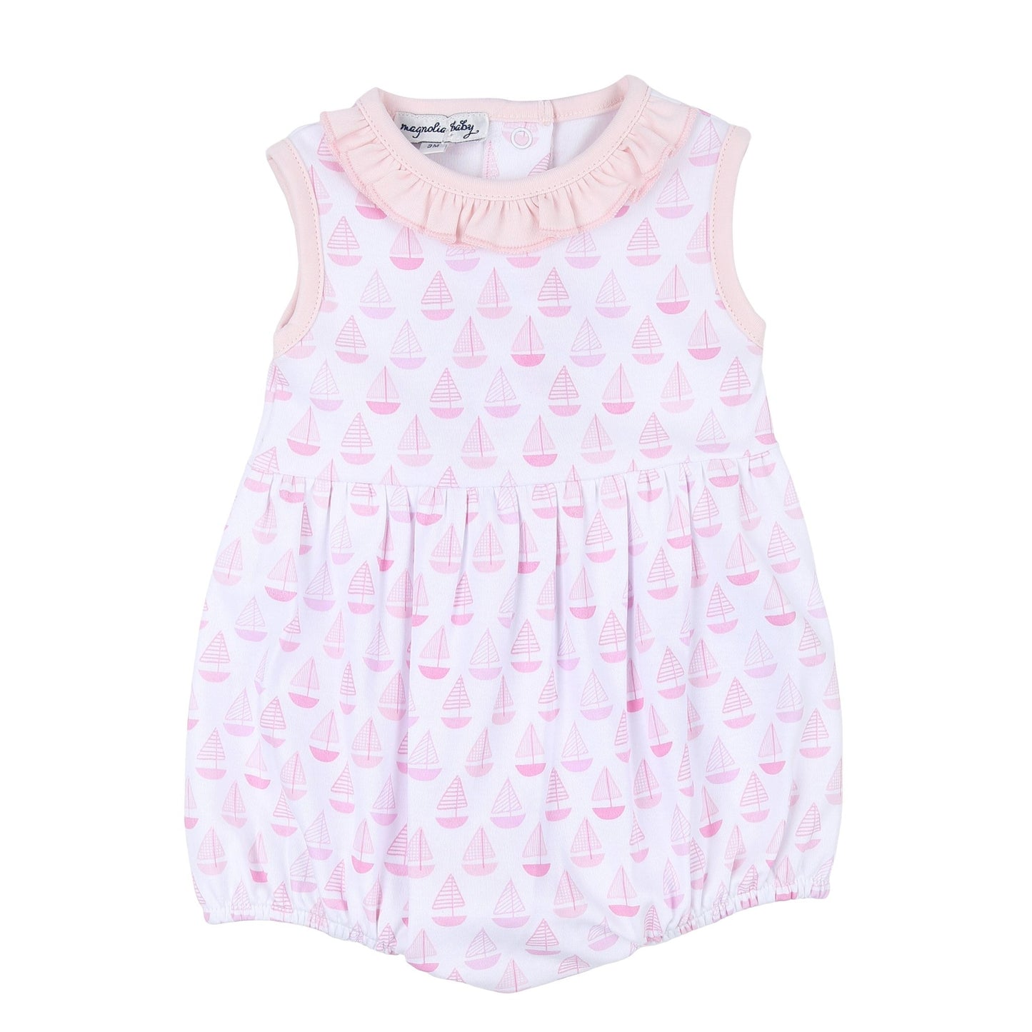 Sweet Sailing Pink Print Sleeveless Girl Bubble - Magnolia BabyBubble