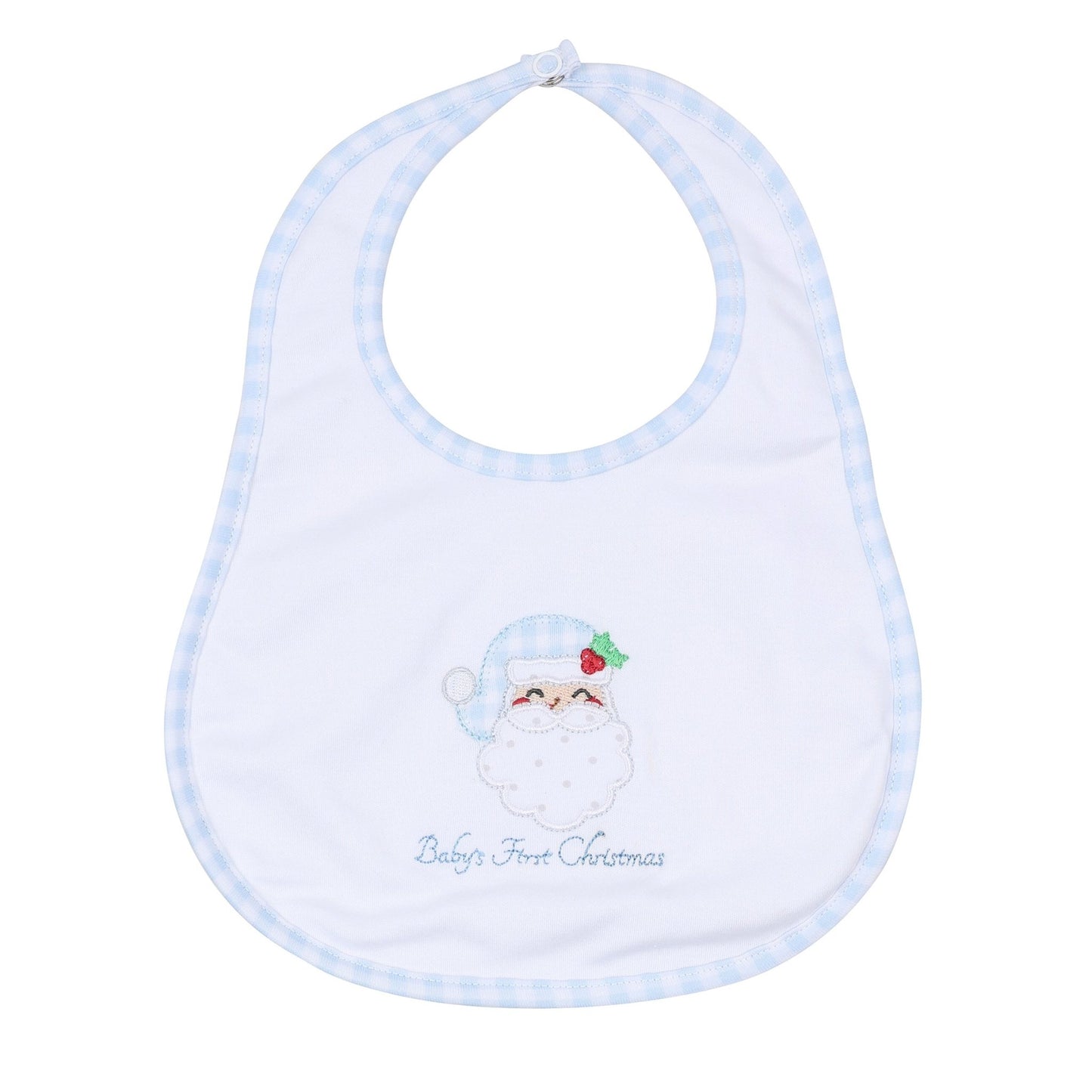 Magnolia Baby_Sweet St Nick Applique Baby's First Christmas Bib - Light Blue_1