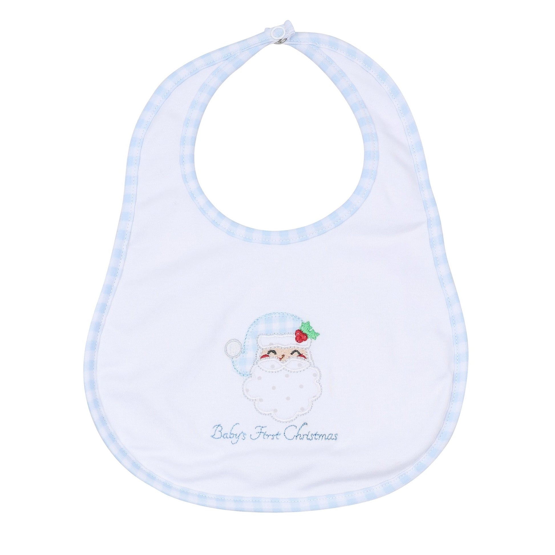 Magnolia Baby_Sweet St Nick Applique Baby's First Christmas Bib - Light Blue_1