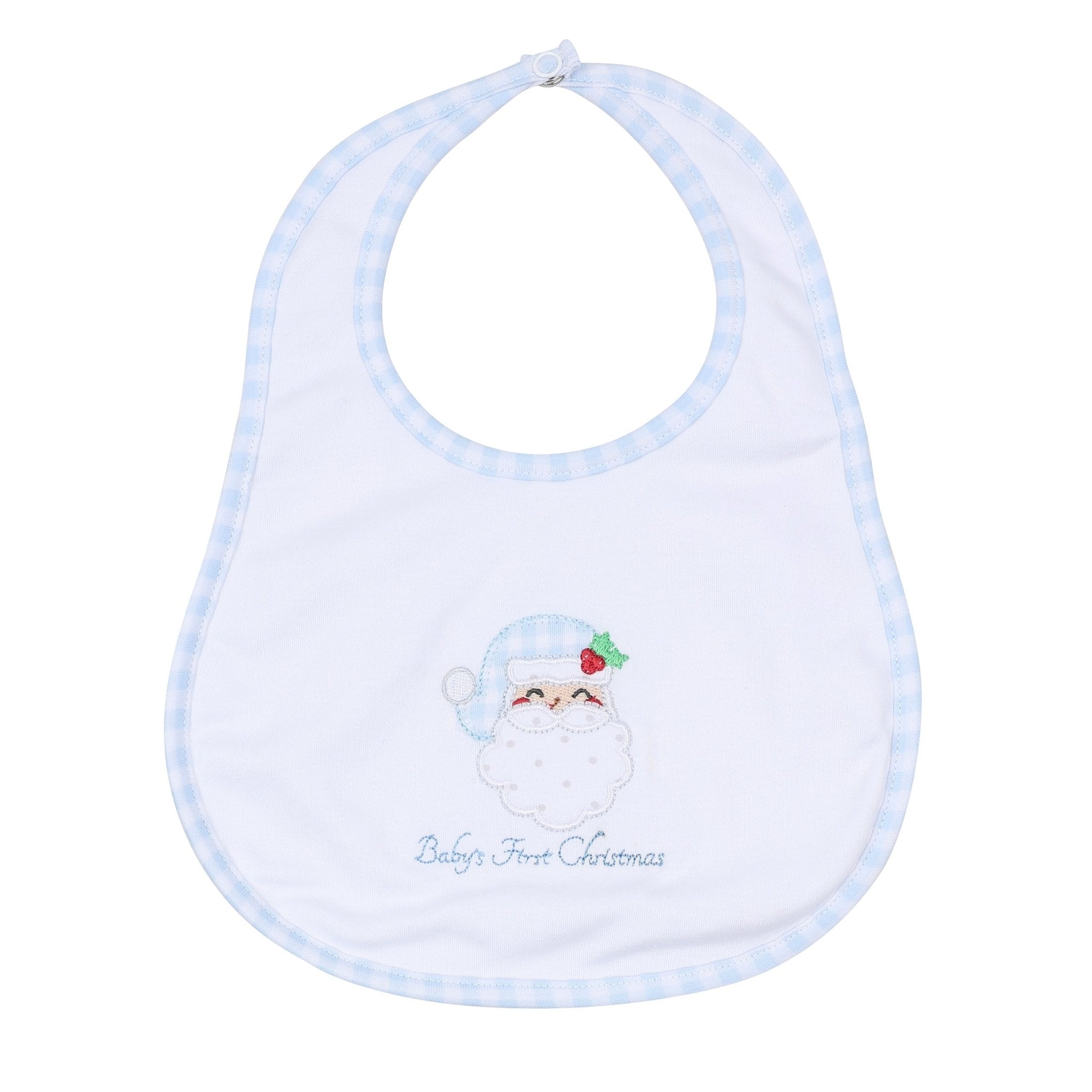 Magnolia Baby_Sweet St Nick Applique Baby's First Christmas Bib - Light Blue_1