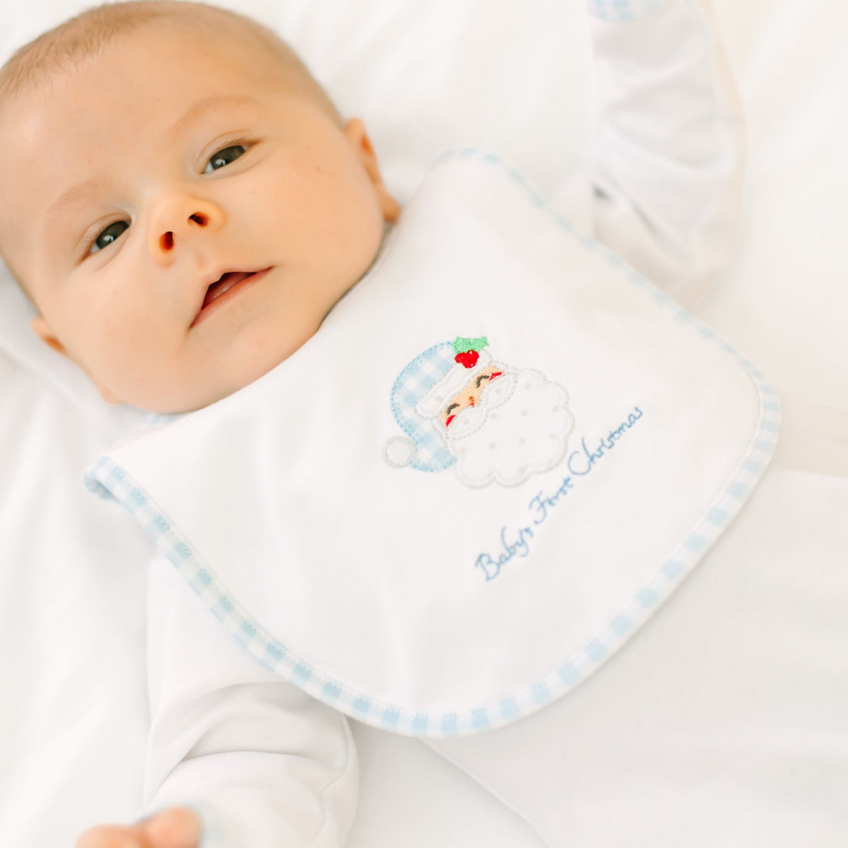 Magnolia Baby_Sweet St Nick Applique Baby's First Christmas Bib - Light Blue_2