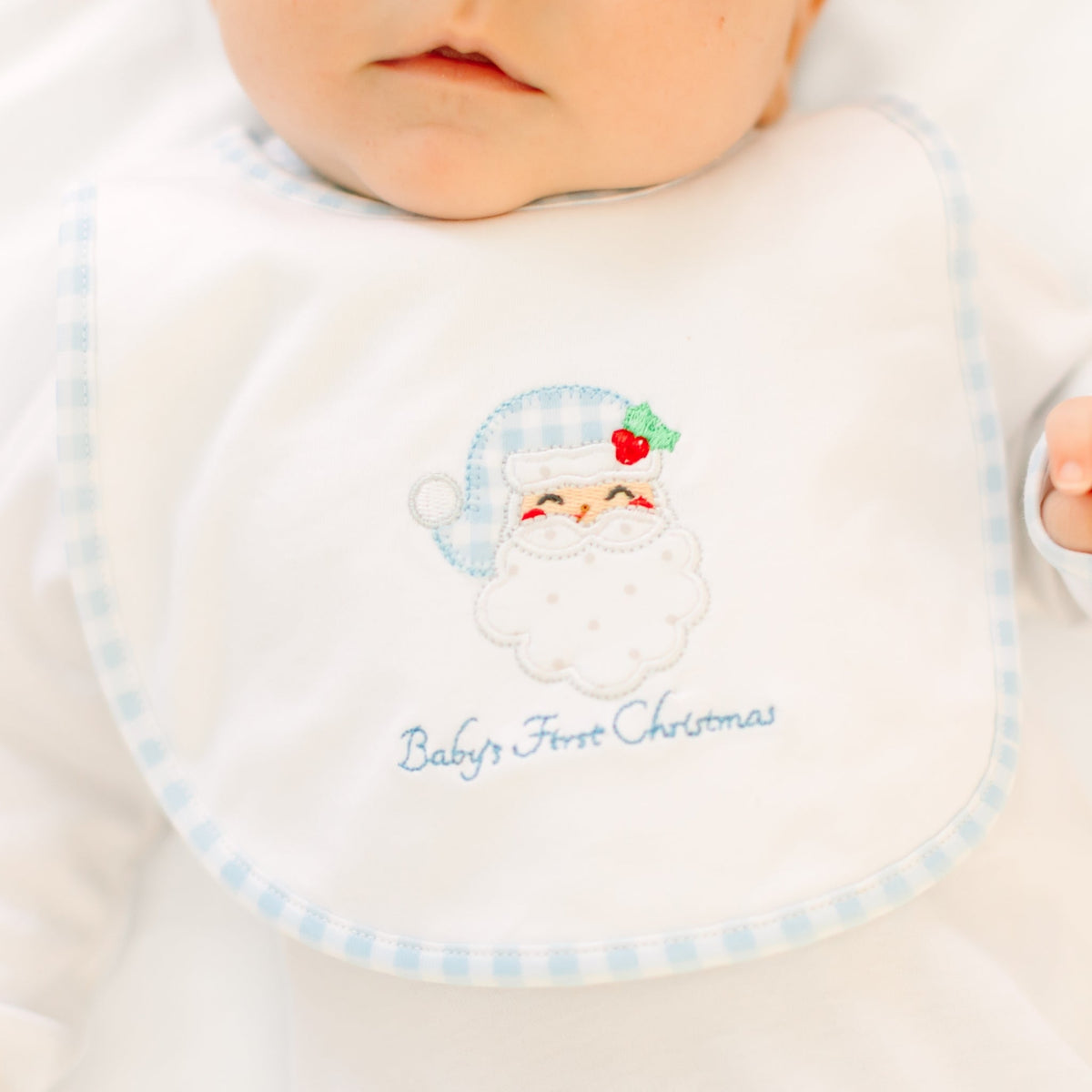 Magnolia Baby_Sweet St Nick Applique Baby's First Christmas Bib - Light Blue_1