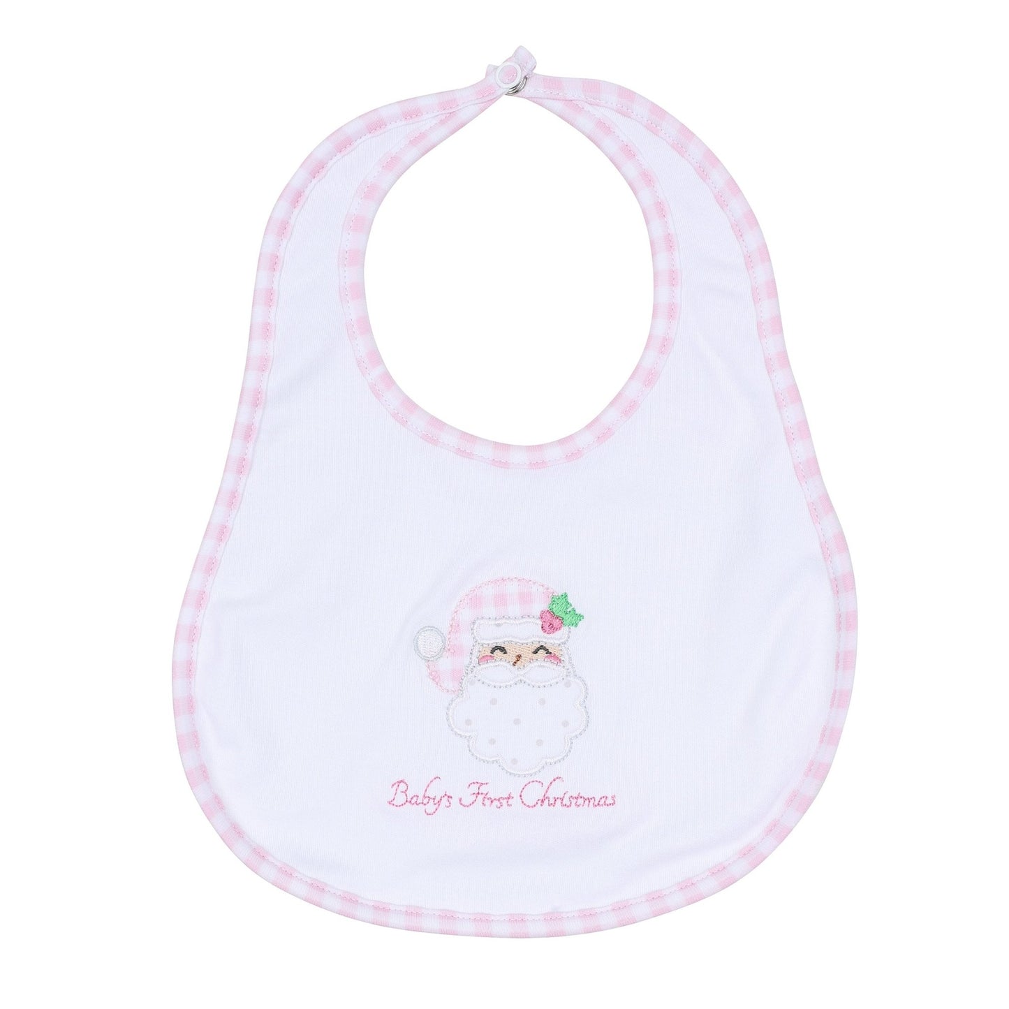Magnolia Baby_Sweet St Nick Applique Baby's First Christmas Bib - Pink_1