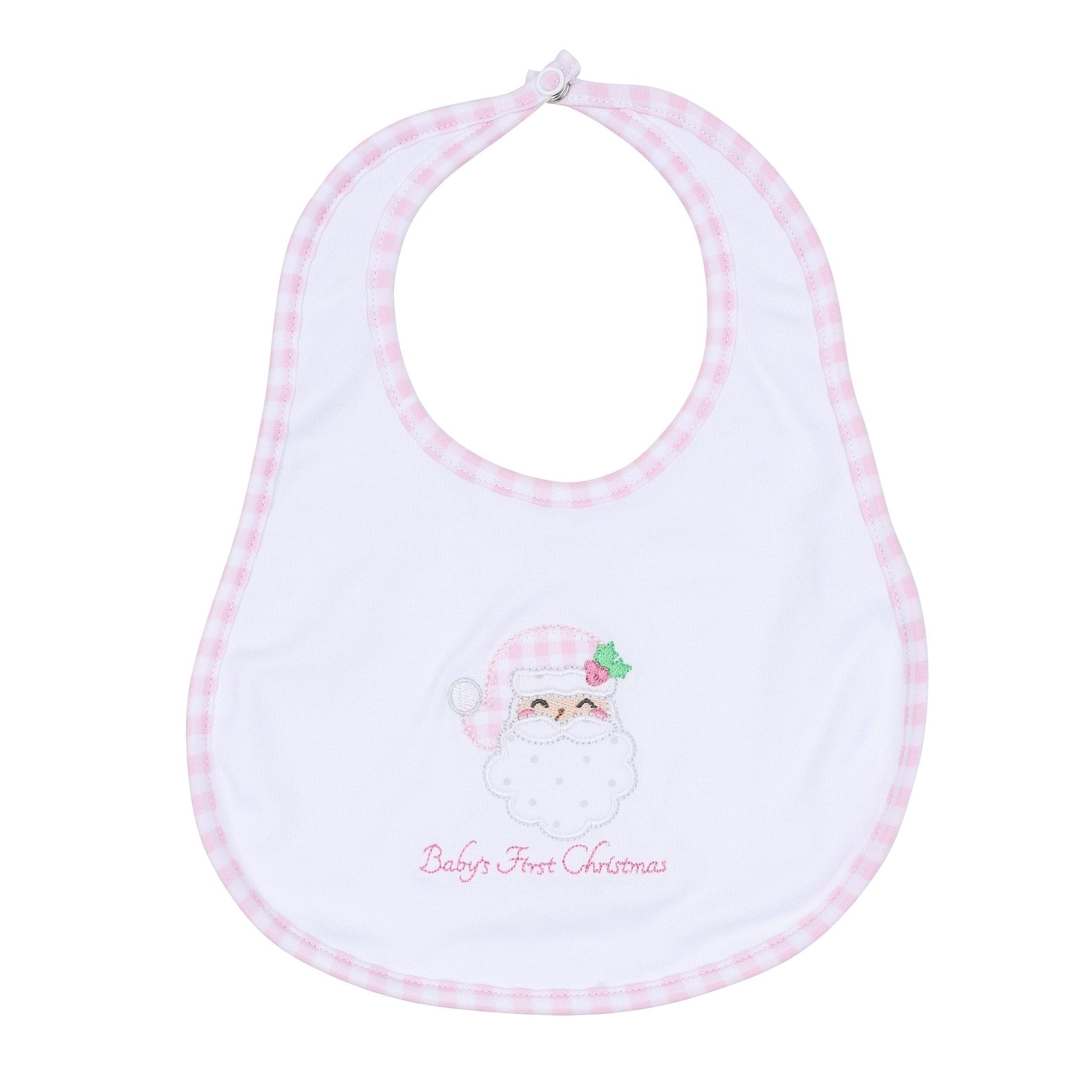 Magnolia Baby_Sweet St Nick Applique Baby's First Christmas Bib - Pink_1