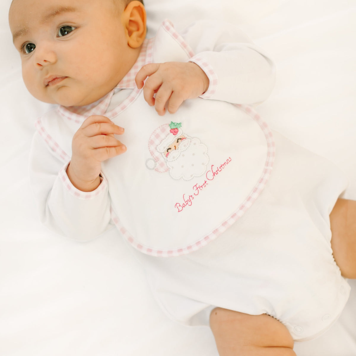 Magnolia Baby_Sweet St Nick Applique Baby's First Christmas Bib - Pink_2