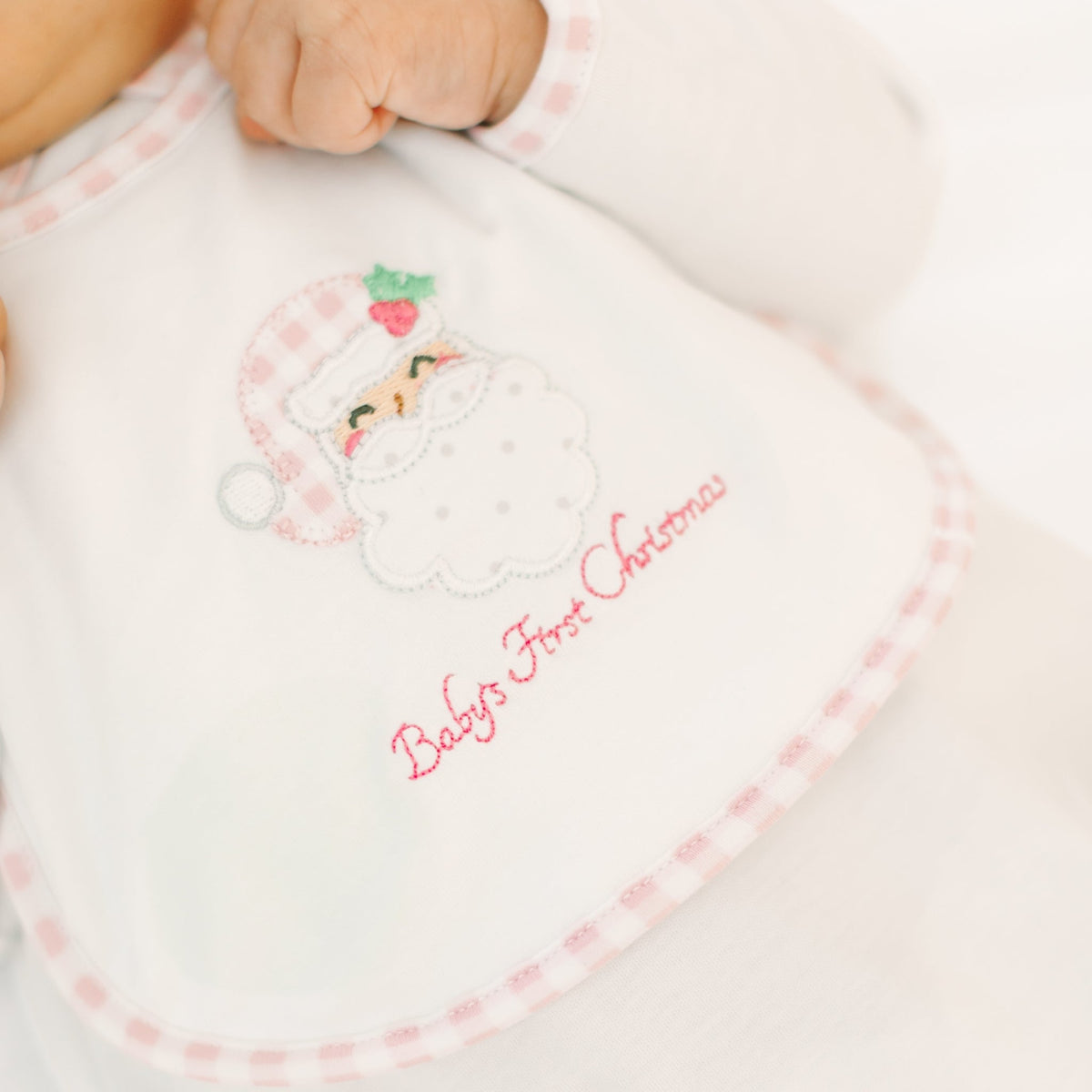 Magnolia Baby_Sweet St Nick Applique Baby's First Christmas Bib - Pink_3