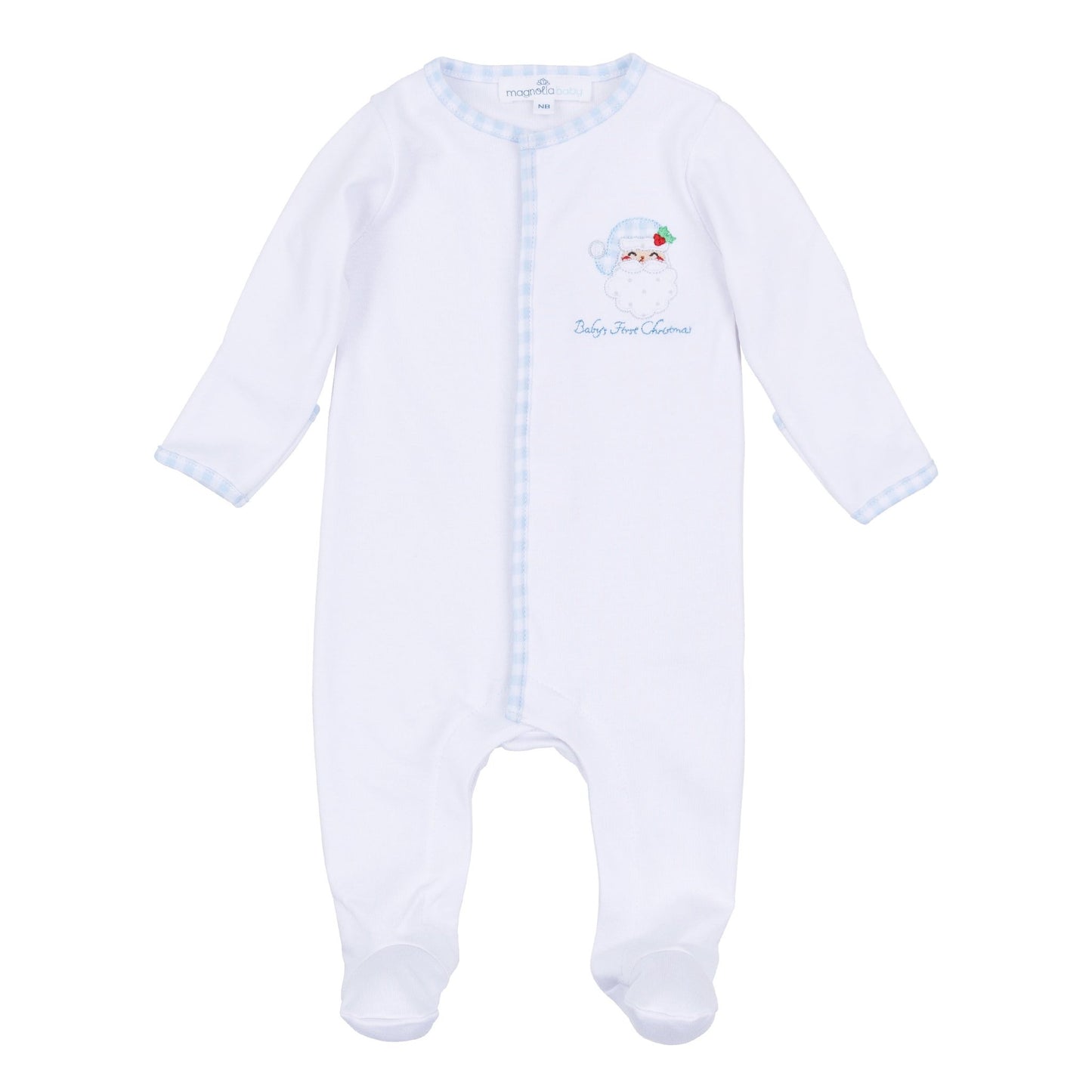Magnolia Baby_Sweet St Nick Applique Baby's First Christmas Footie - Light Blue_2