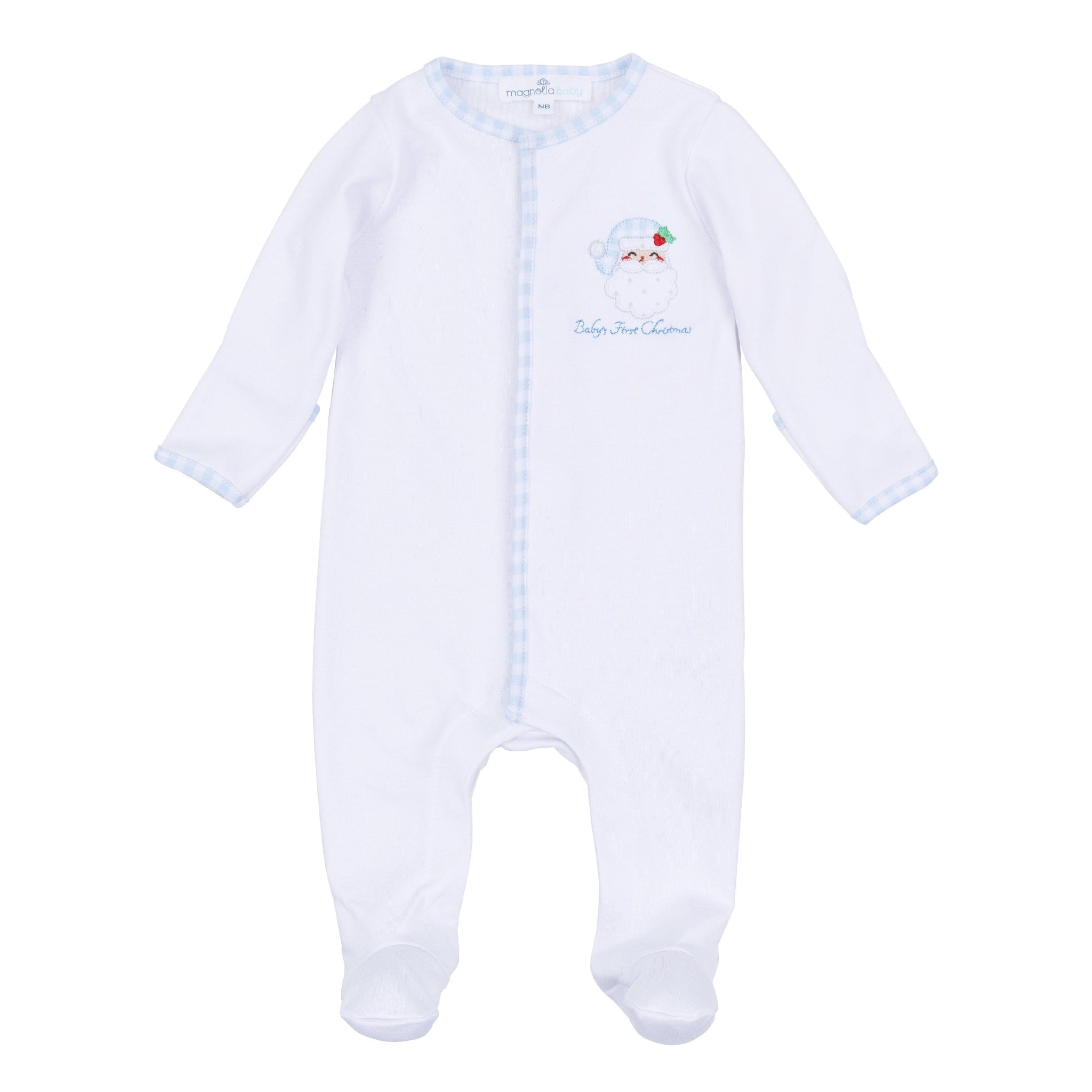 Magnolia Baby_Sweet St Nick Applique Baby's First Christmas Footie - Light Blue_2