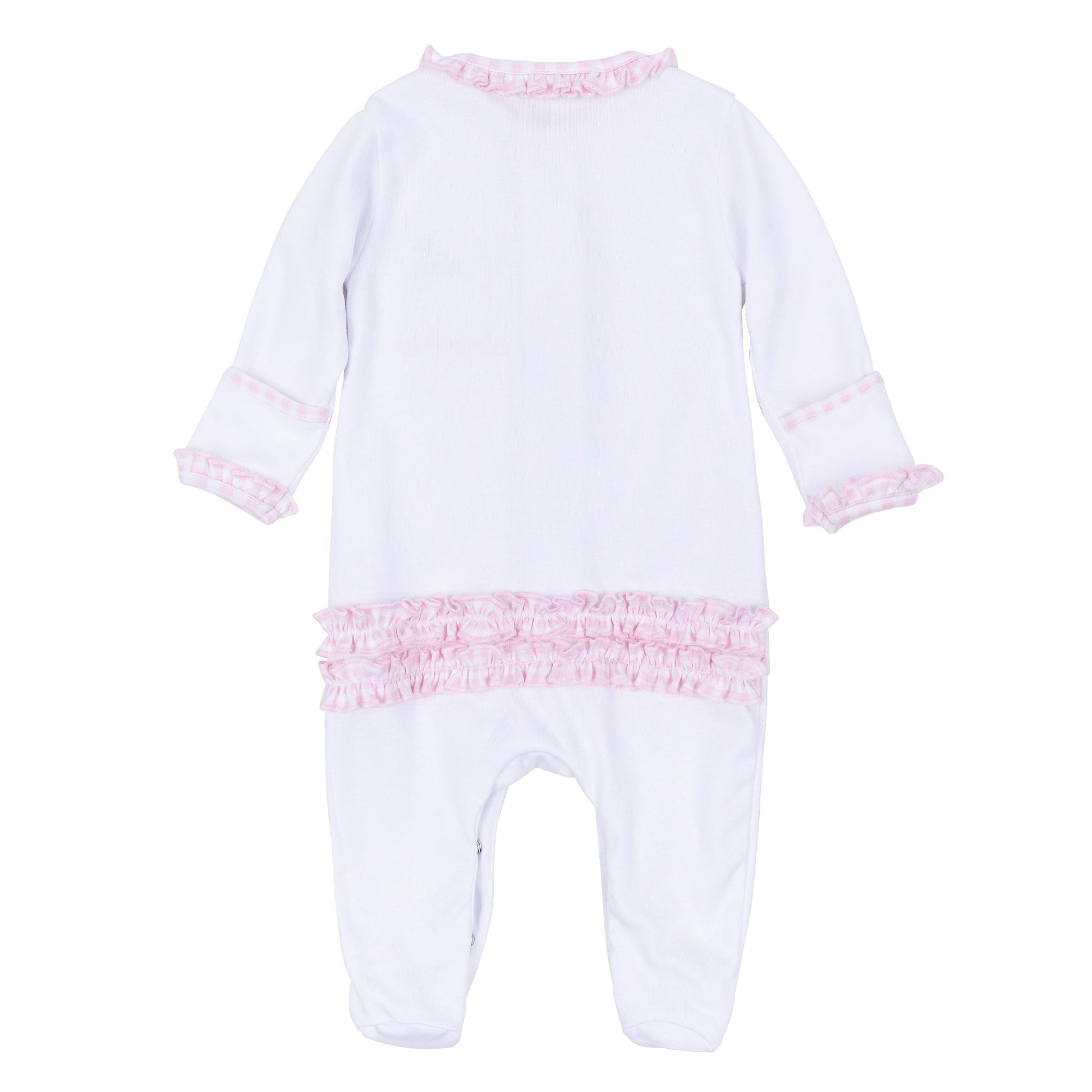 Magnolia Baby_Sweet St Nick Applique Baby's First Christmas Ruffle Footie - Pink_3