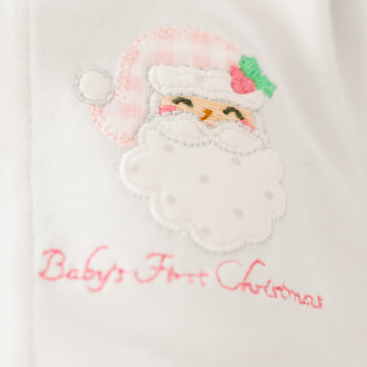 Magnolia Baby_Sweet St Nick Applique Baby's First Christmas Ruffle Footie - Pink_3