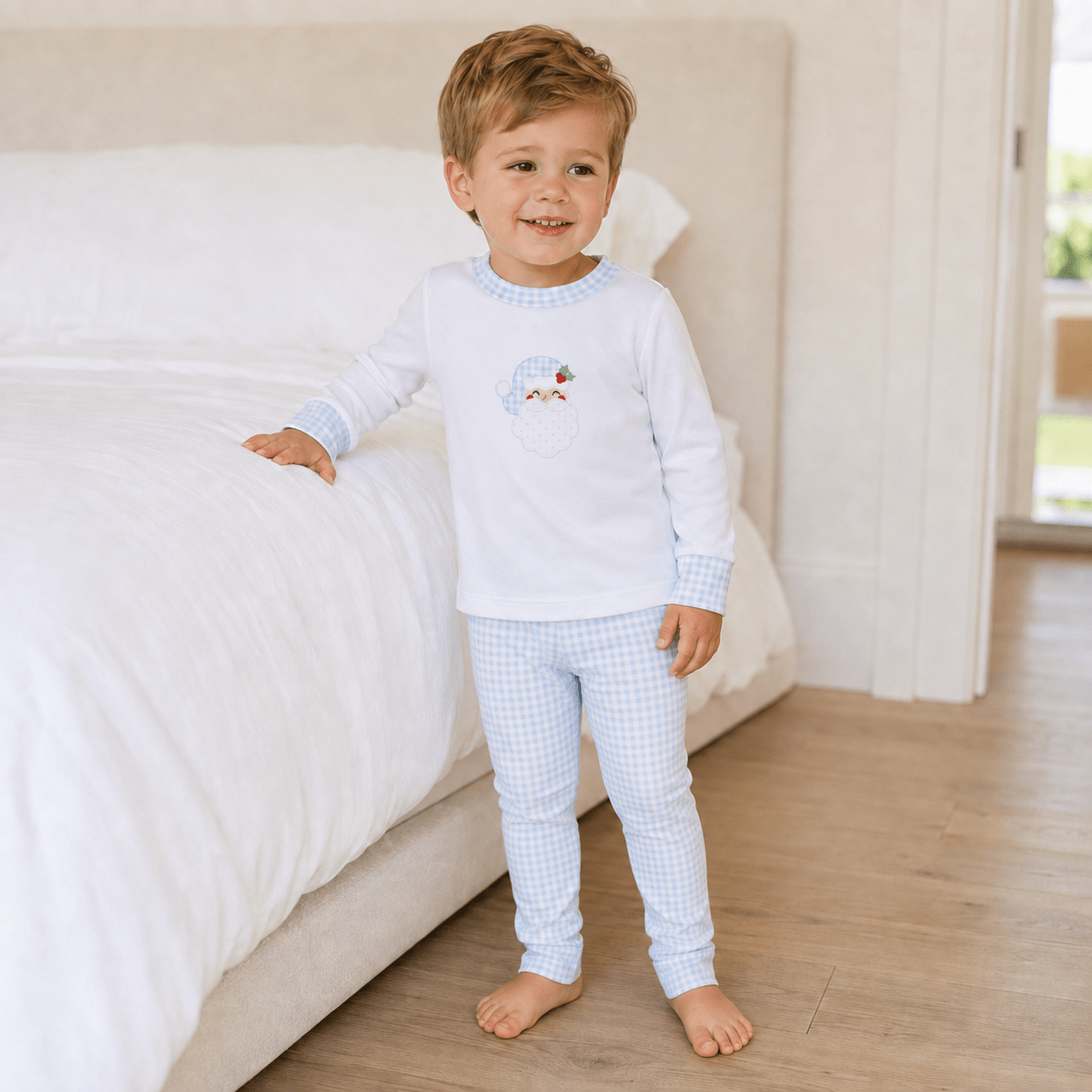 Magnolia Baby_Sweet St. Nick Applique Long Pajamas - Light Blue_1
