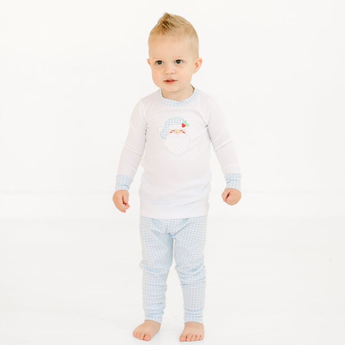 Magnolia Baby_Sweet St. Nick Applique Long Pajamas - Light Blue_2