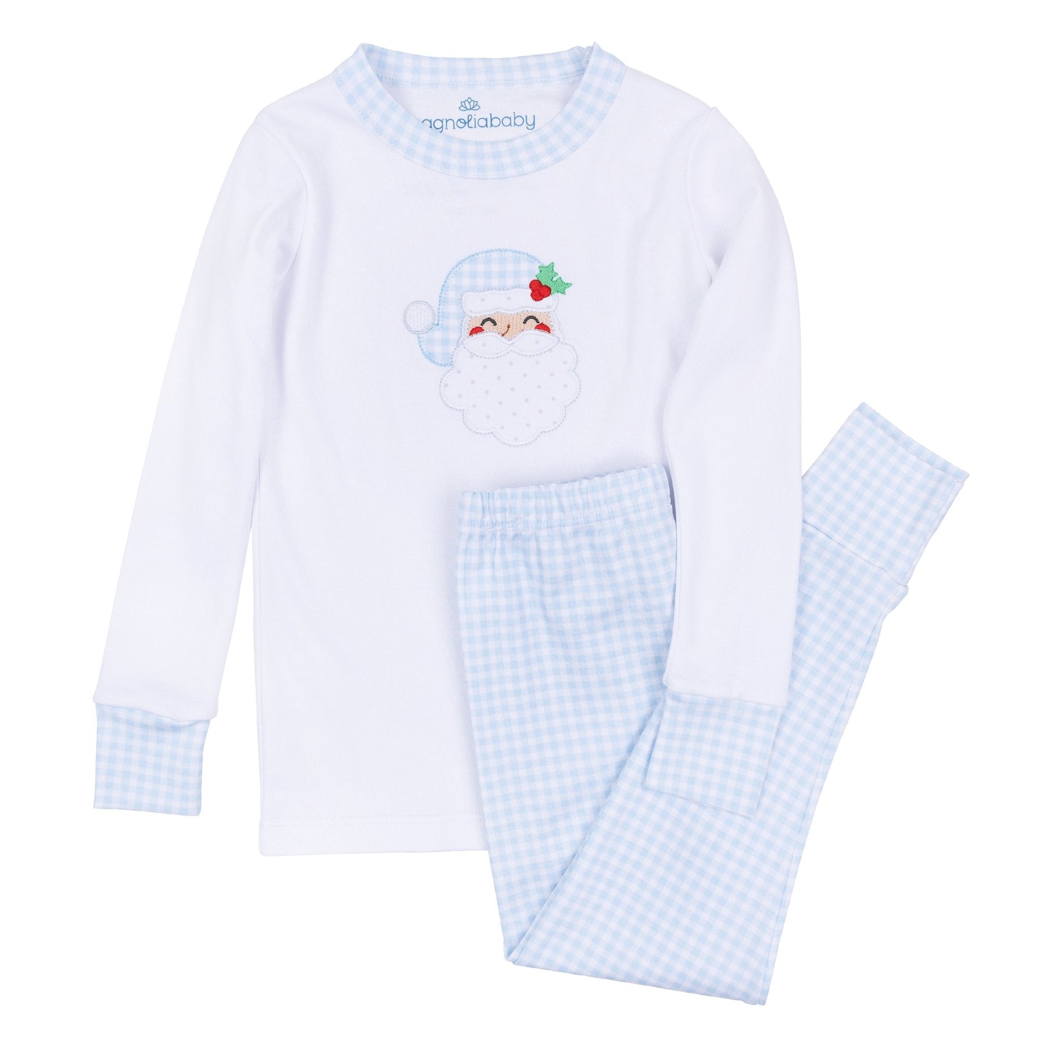 Magnolia Baby_Sweet St. Nick Applique Long Pajamas - Light Blue_2