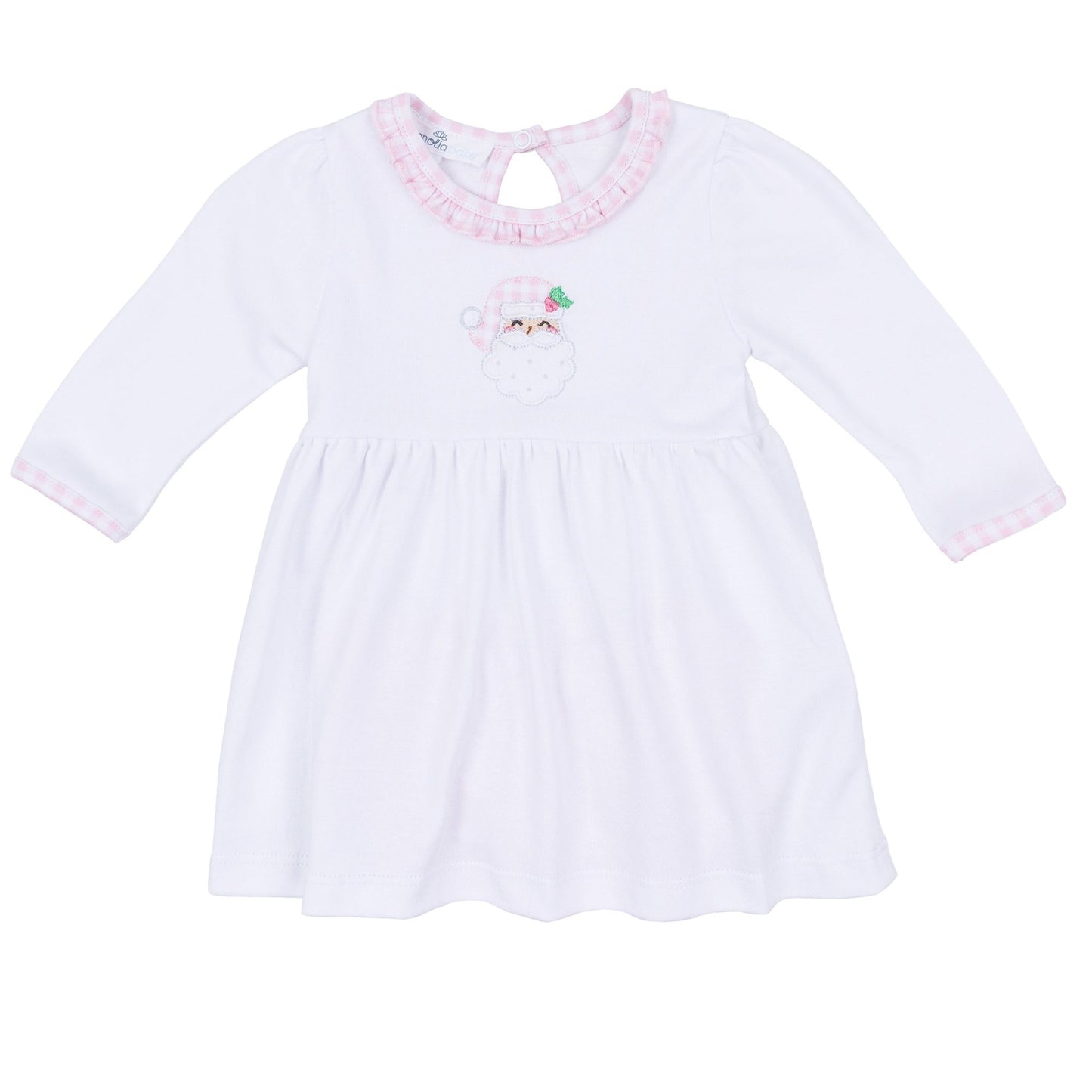 Magnolia Baby_Sweet St Nick Applique Ruffle Long Sleeve Dress - Pink_2