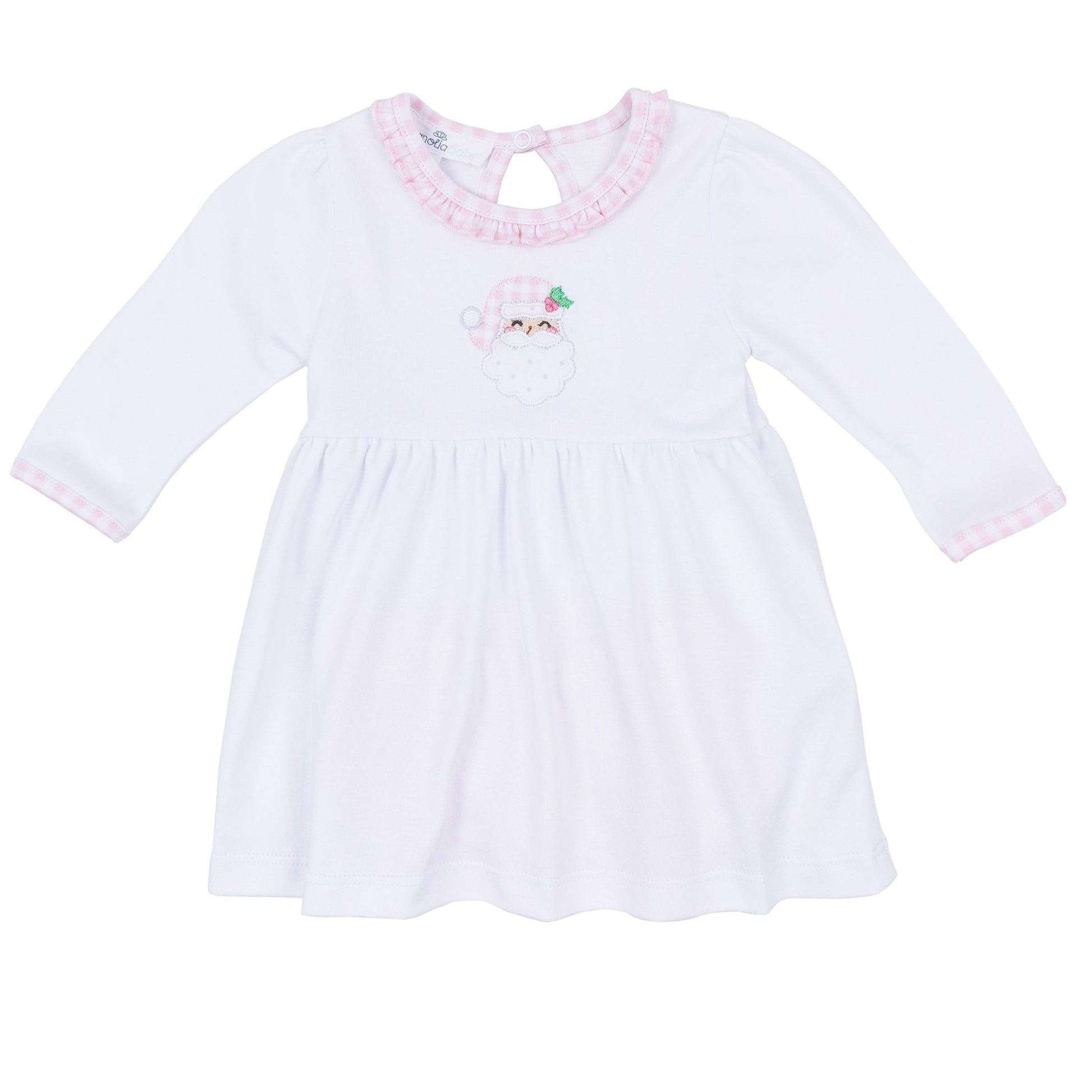 Magnolia Baby_Sweet St Nick Applique Ruffle Long Sleeve Dress - Pink_2