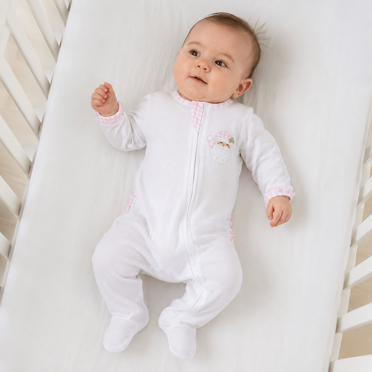 Magnolia Baby_Sweet St Nick Applique Ruffle Zip Footie - Pink_1