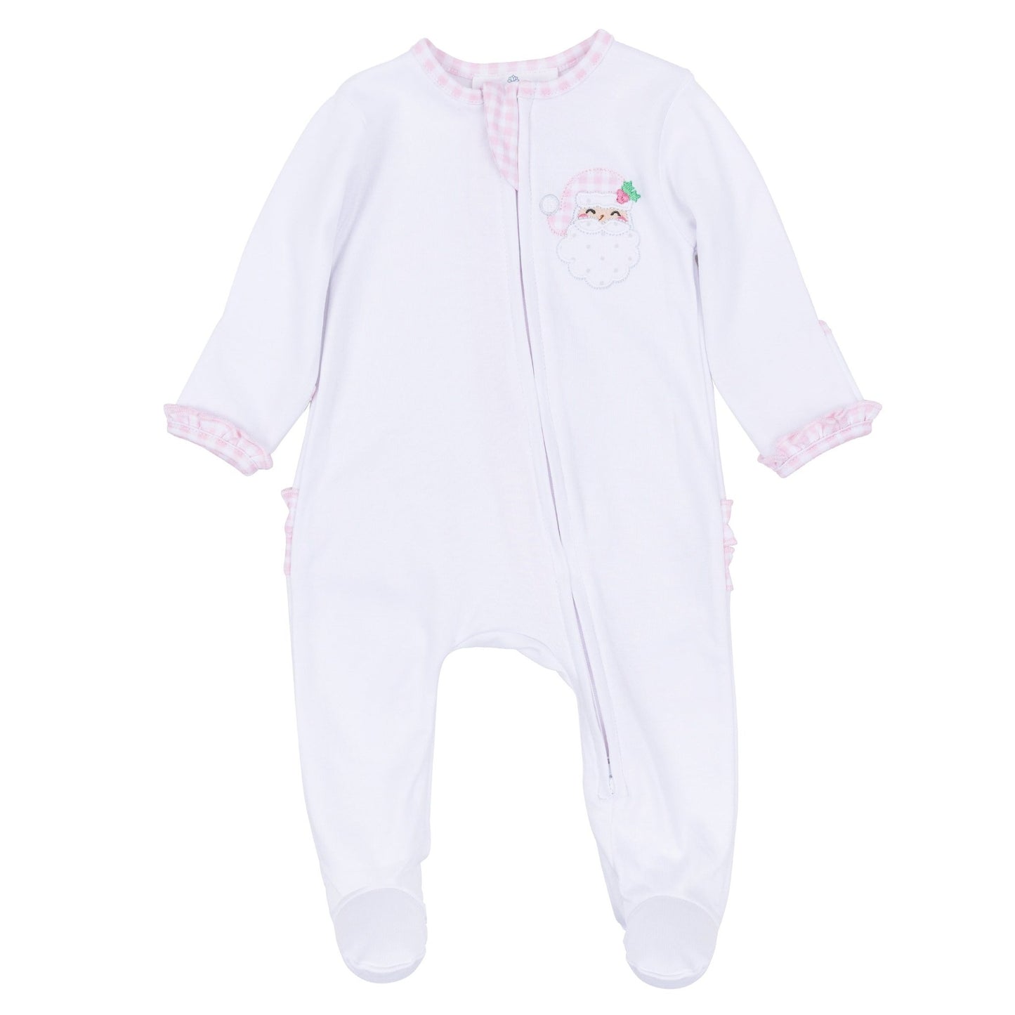 Magnolia Baby_Sweet St Nick Applique Ruffle Zip Footie - Pink_2