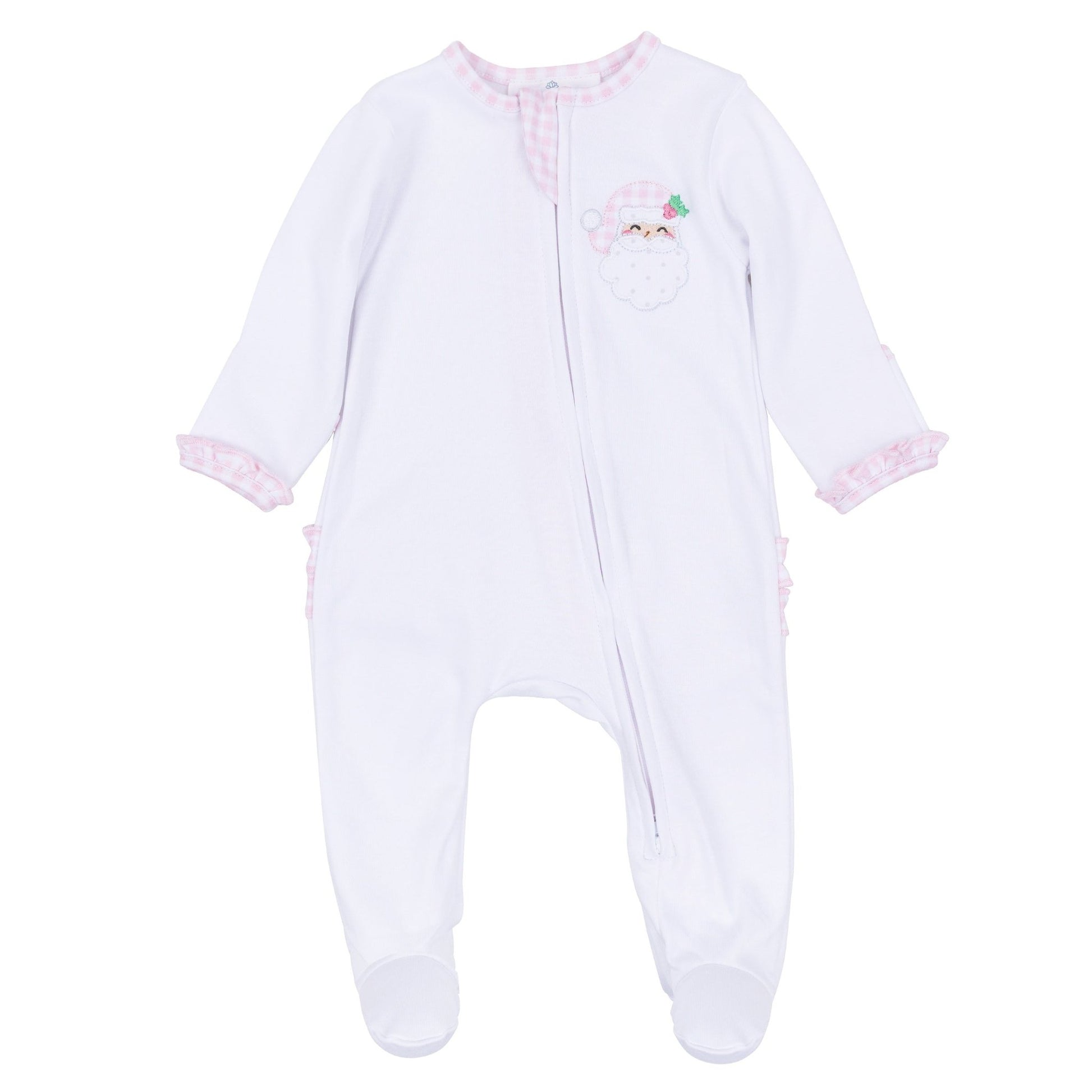 Magnolia Baby_Sweet St Nick Applique Ruffle Zip Footie - Pink_2