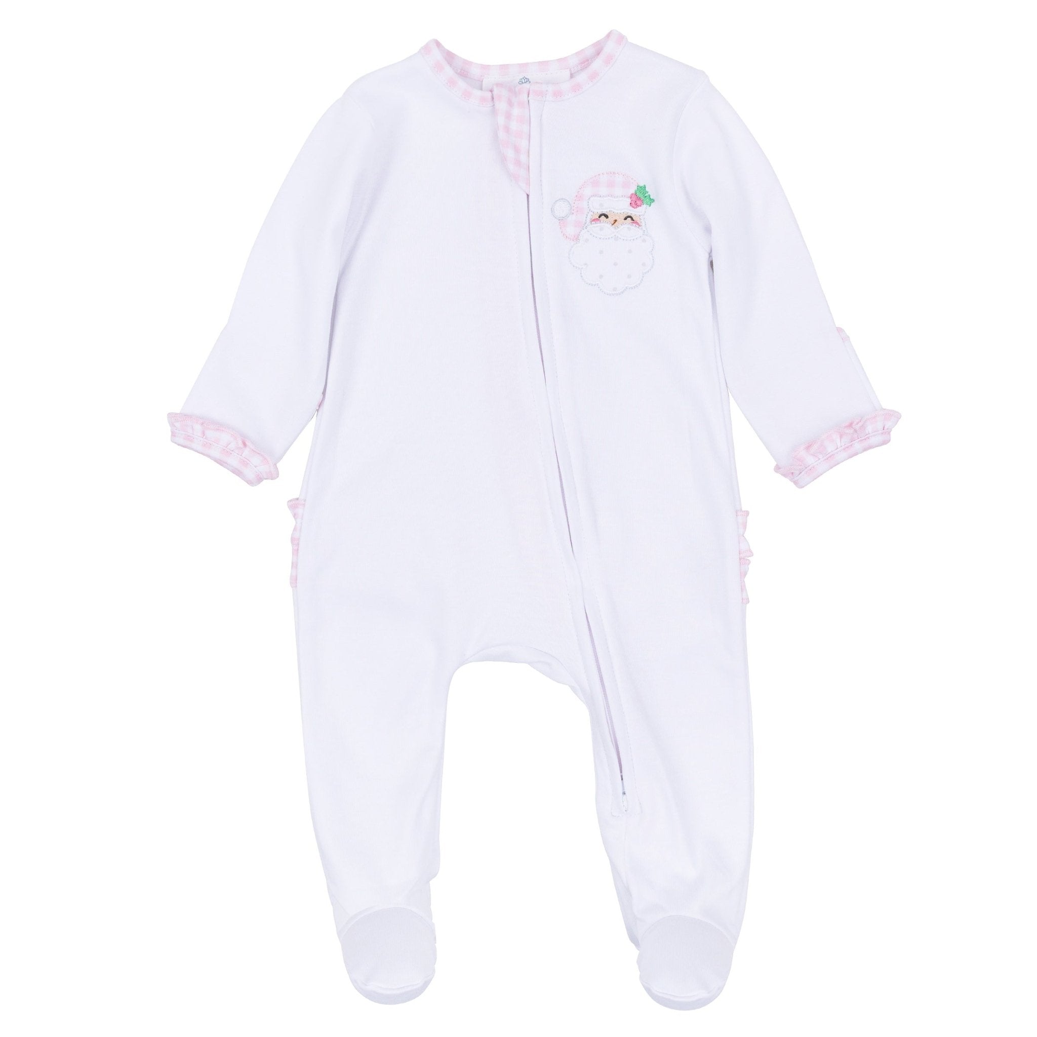Magnolia Baby_Sweet St Nick Applique Ruffle Zip Footie - Pink_2