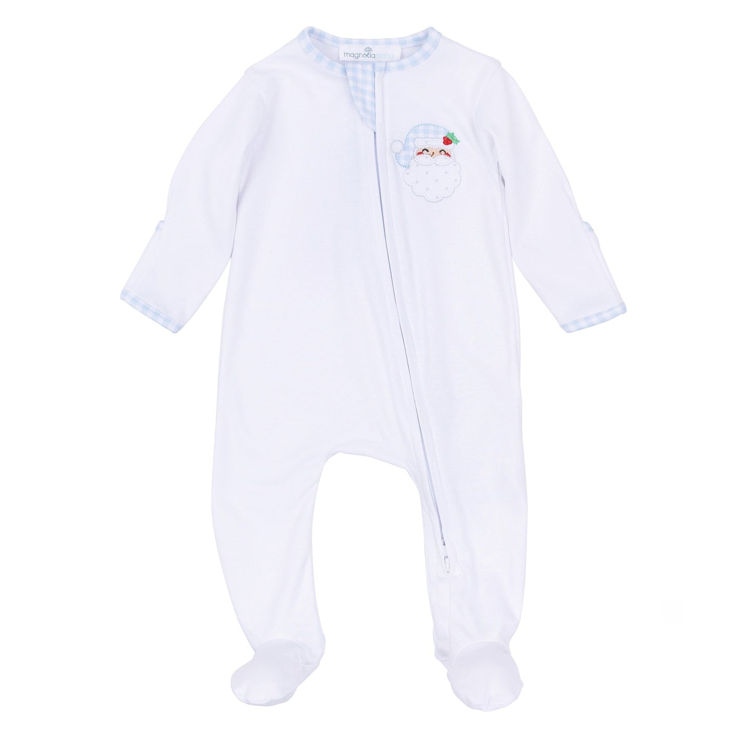 Magnolia Baby_Sweet St Nick Applique Zip Footie - Light Blue_2