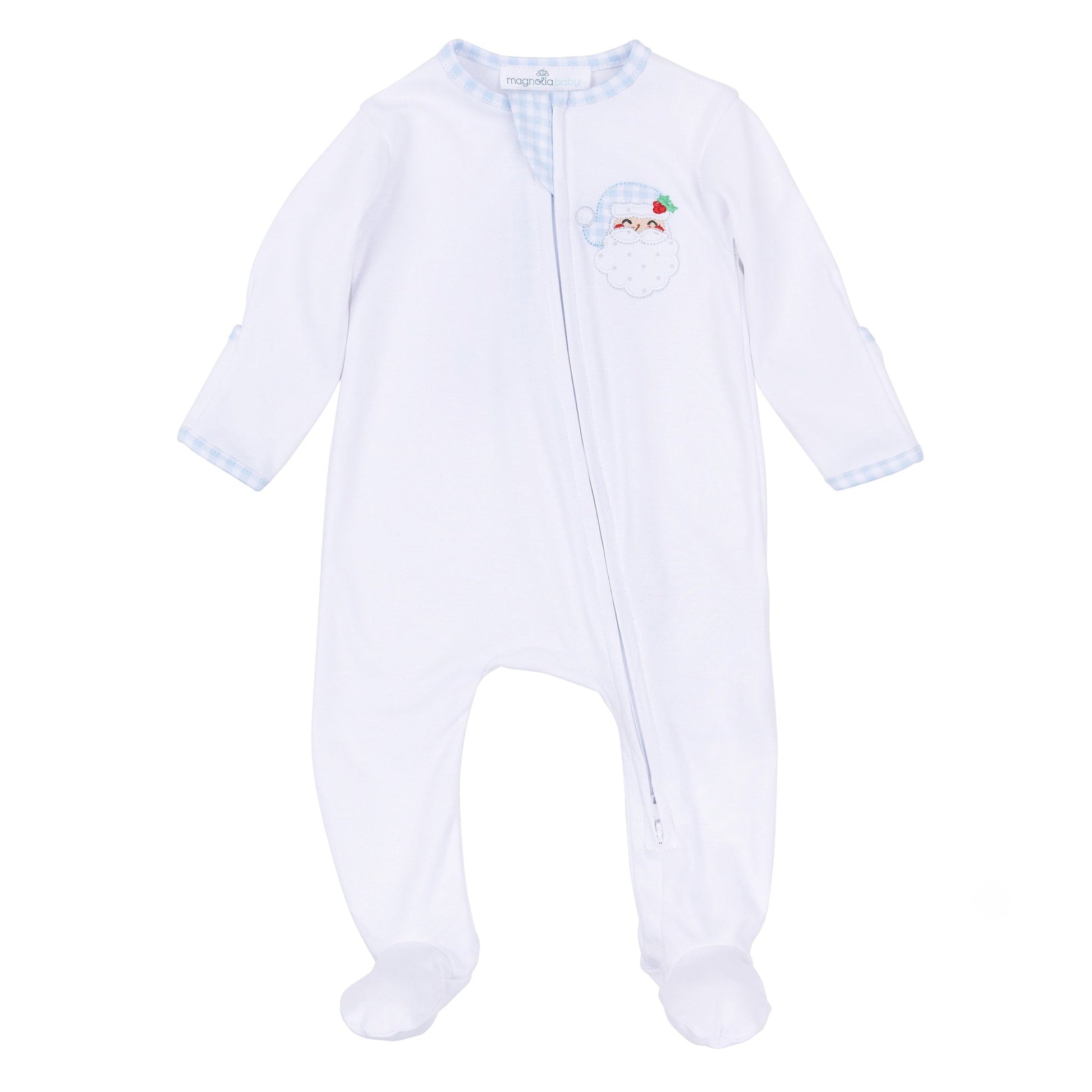 Magnolia Baby_Sweet St Nick Applique Zip Footie - Light Blue_2