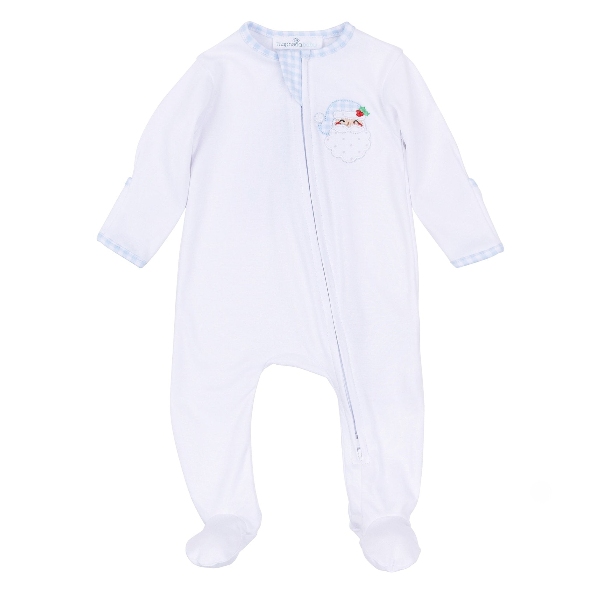 Magnolia Baby_Sweet St Nick Applique Zip Footie - Light Blue_2