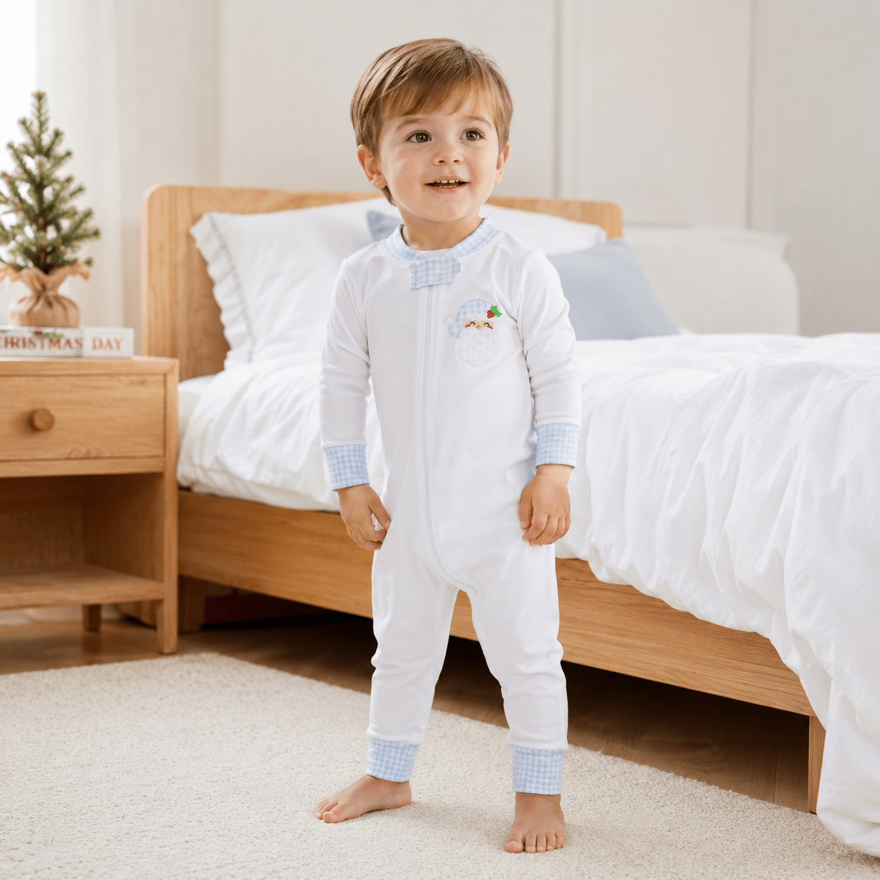 Magnolia Baby_Sweet St Nick Applique Zip Pajamas - Light Blue_1