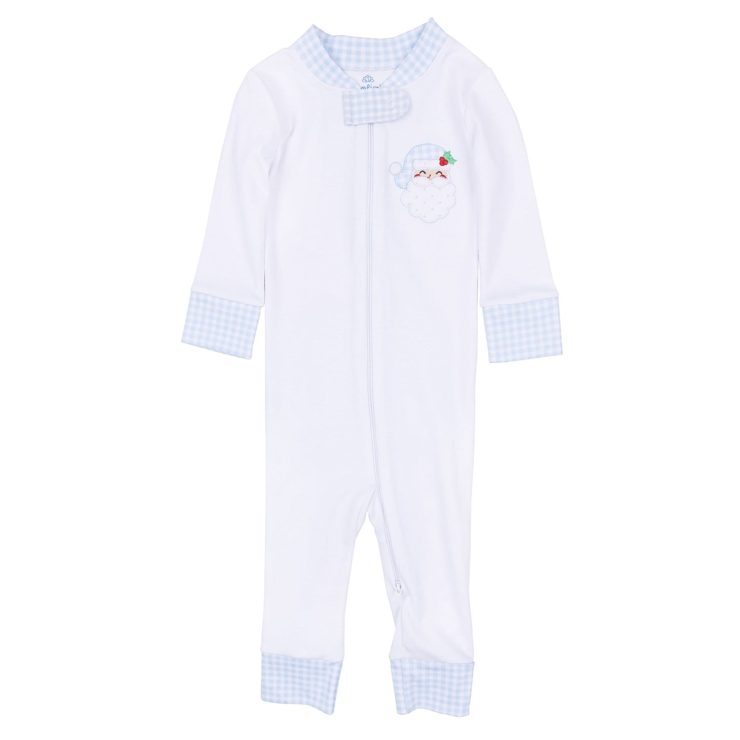 Magnolia Baby_Sweet St Nick Applique Zip Pajamas - Light Blue_2
